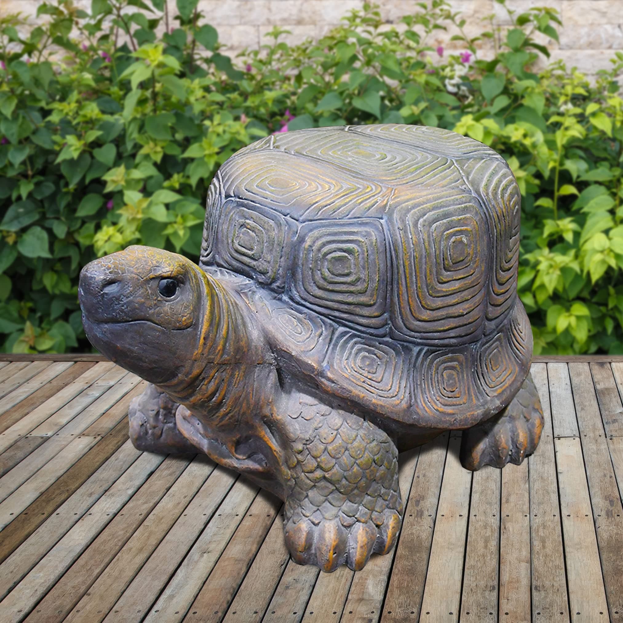 Turtle Garden Statues & Sculptures, 19.3 Inch Resin Yard Art Tortoise Statue, Turtle Décor Stool Patio Lawn Backyard Pond Entryway Ornament for Outdoor & Indoor Decoration
