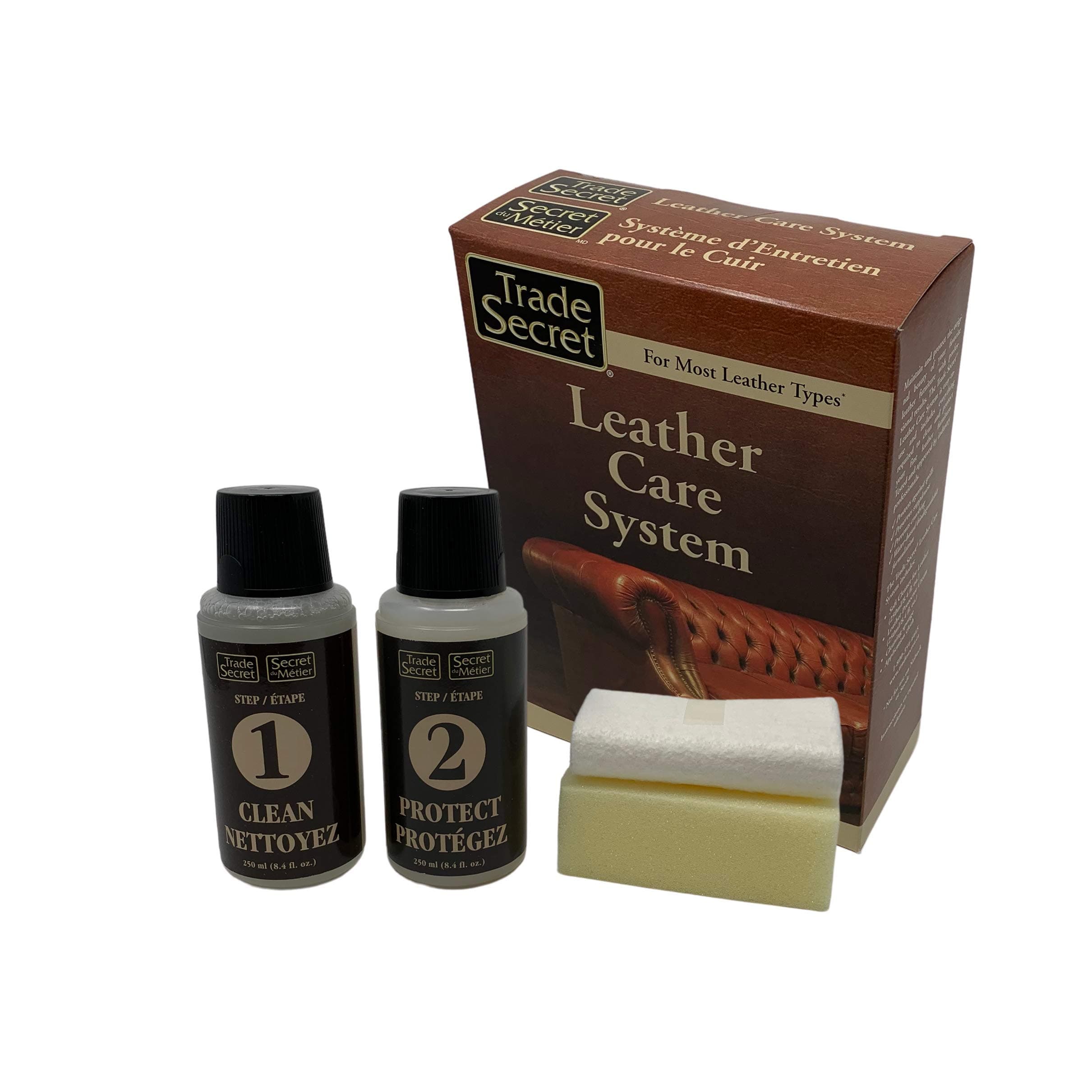 Leather Care System - Solvent-free Cleaner (8 oz / 250 Ml), Biodegradable Protector Cream (8 oz / 250 Ml) Including Cloth and Sponge Great for Type a and P Leather