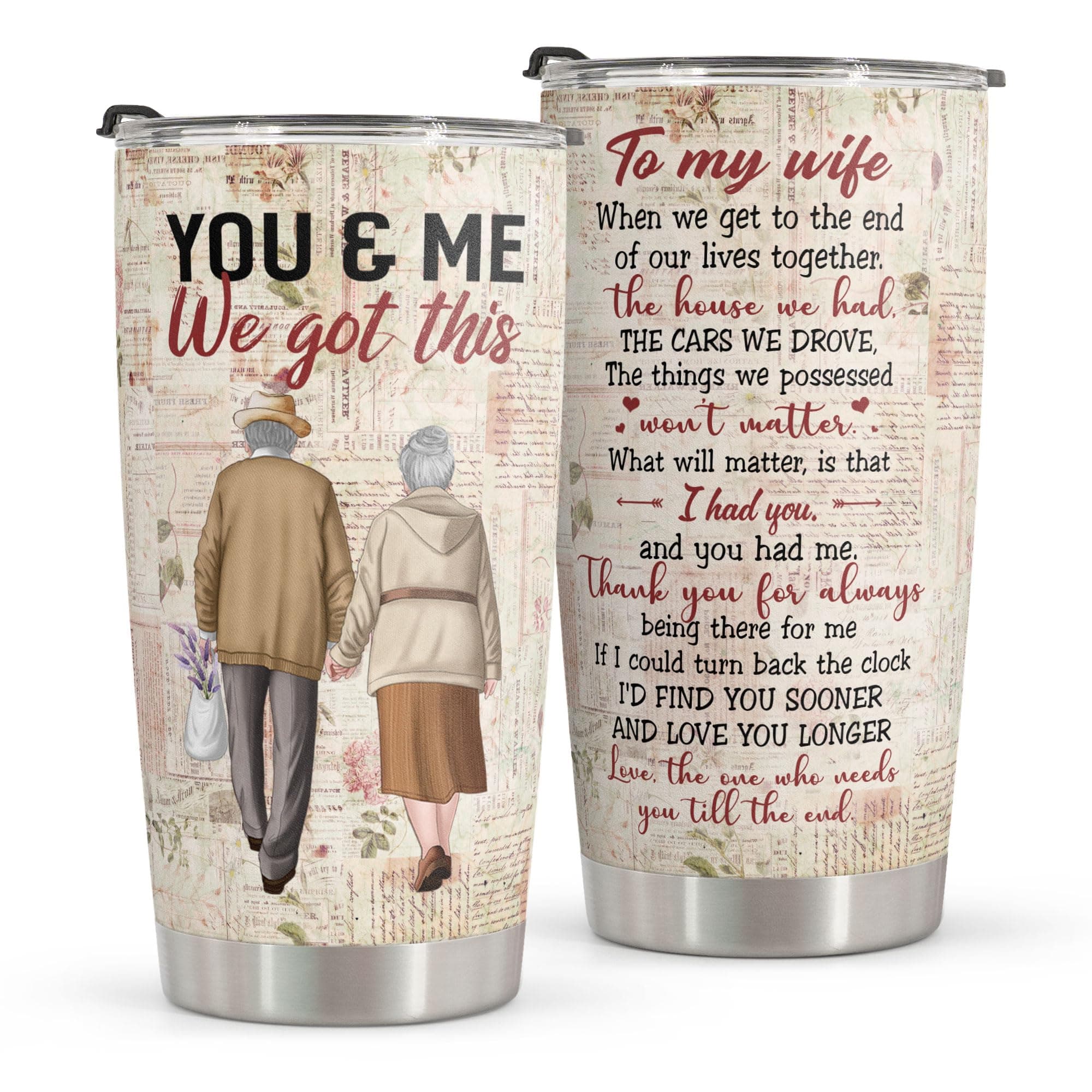 MacornerMacorner Gifts for Wife, Wife Gifts, Romatic Valentines day gifts for Her, Christmas gift for Old Couple, You & Me We Got This, Stainless Steel Tumbler 20oz I Love You Her, Anniversary Presents