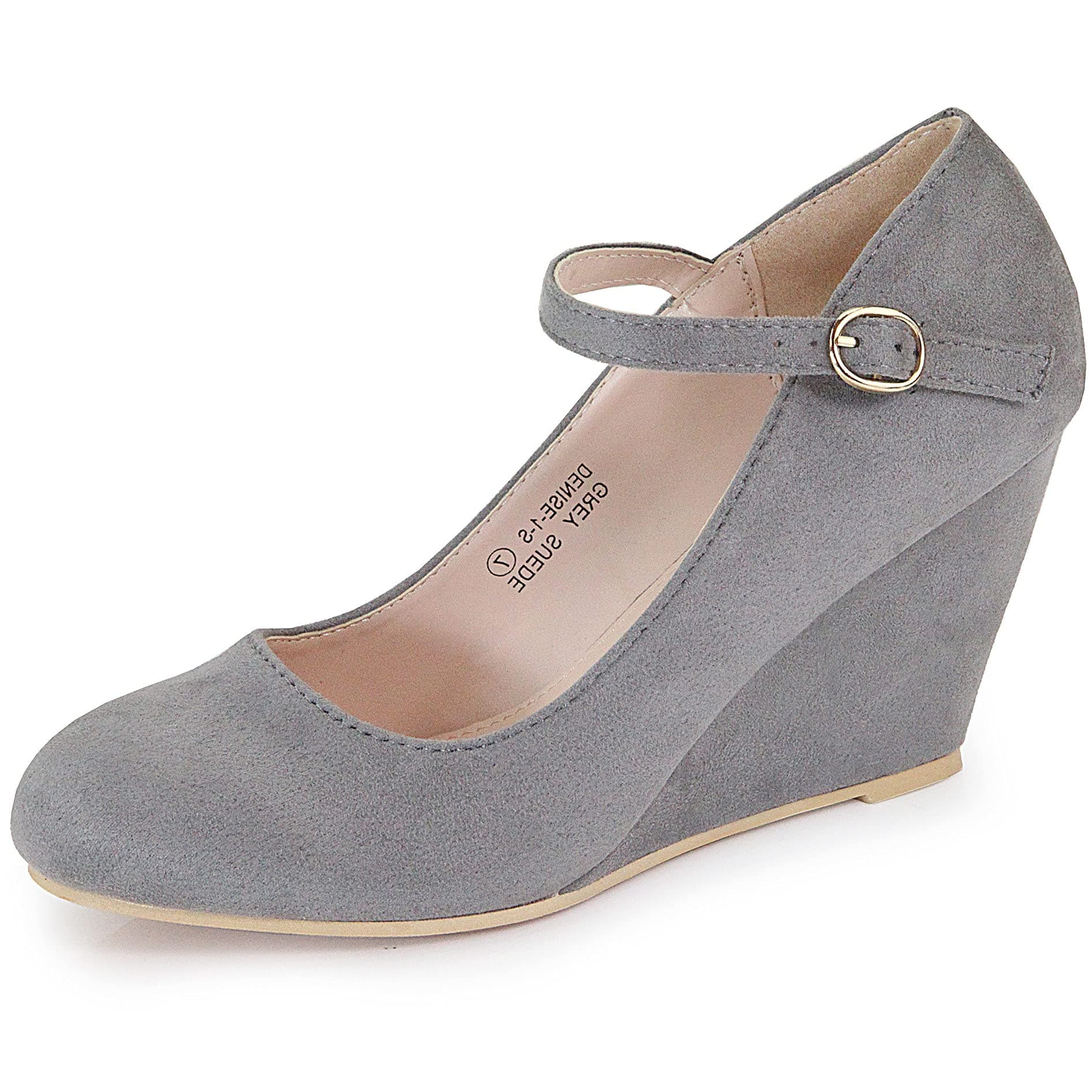 Bella Marie Denise Women's Round Toe Wedge Heel Mary Jane