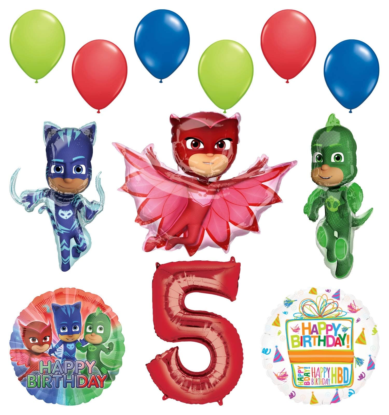 PJ MASKS 5th Birthday Party Supplies Catboy, Owlette and Gekko Balloon decorations