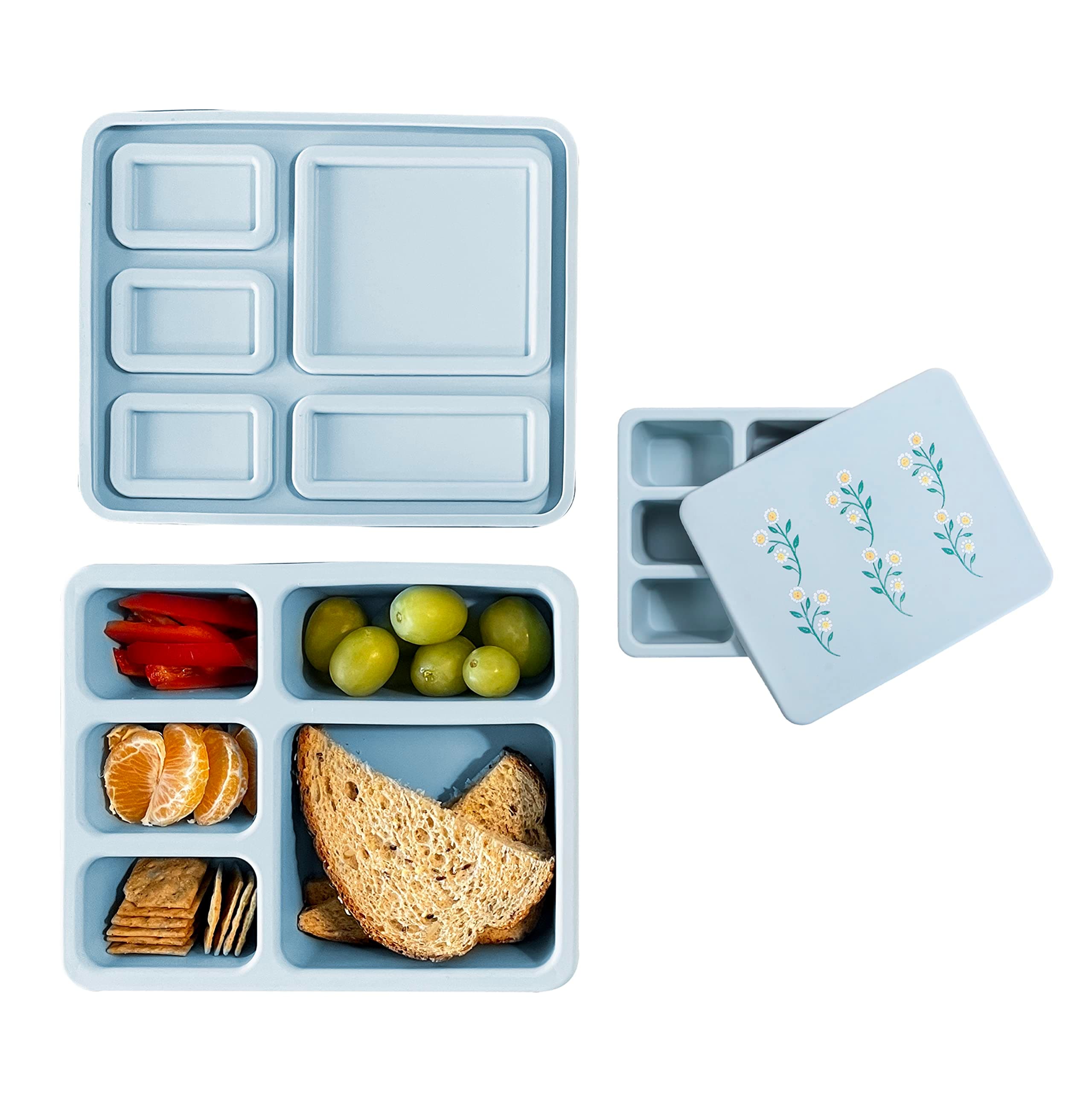 Austin Baby Co Leak-Proof Bento Lunch Box for Kids – Silicone Kids Lunch Container with 5 Leakproof Compartments – Food-Safe Materials, Sturdy, Dishwasher Safe, and BPA Free