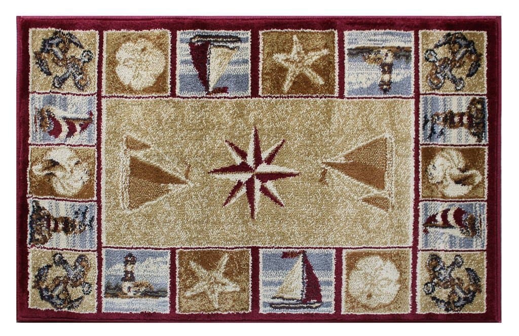 Mat Area Rug Nautical Scene (2 Feet X 3 Feet 2 Inch)