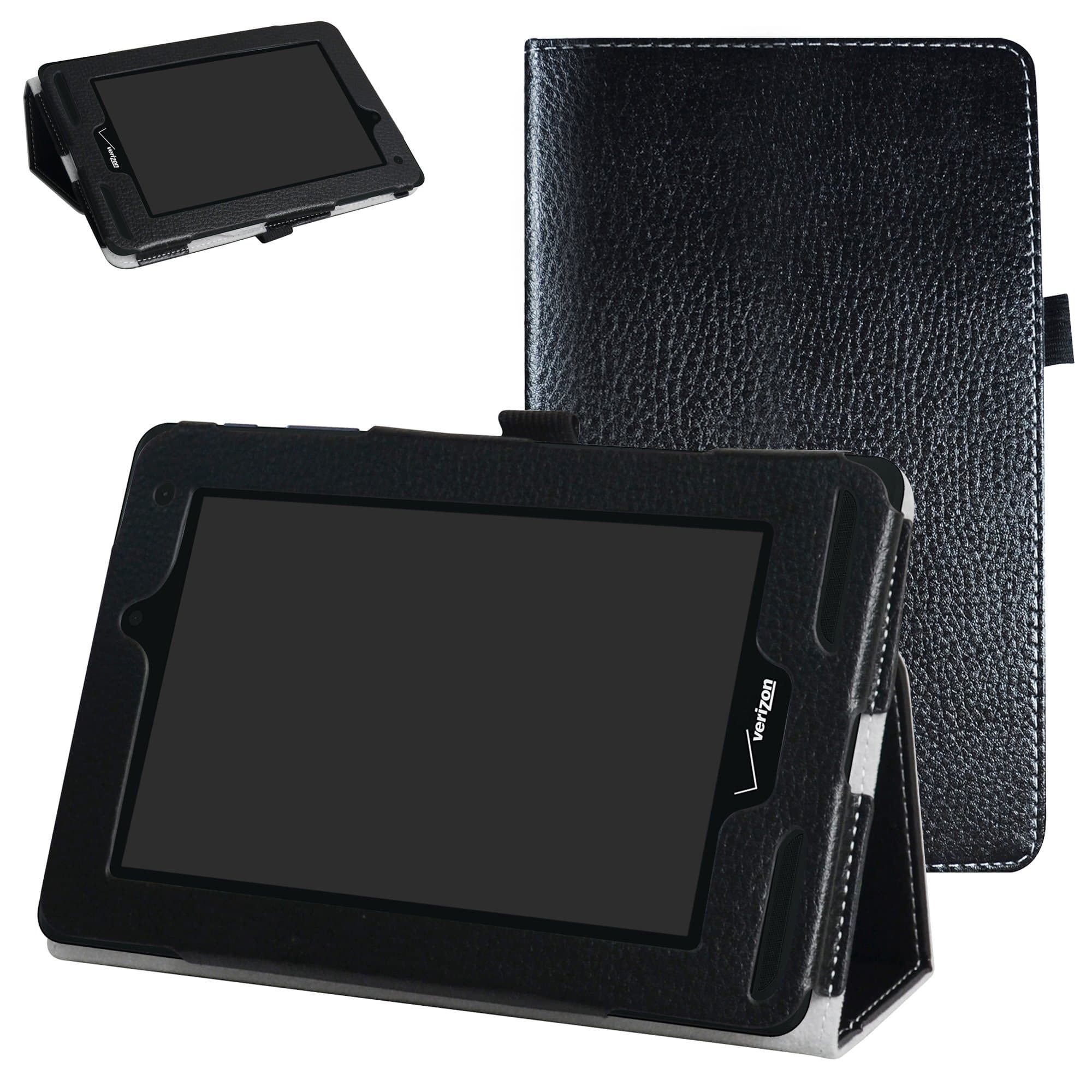 Mama Mouth for Verizon Ellipsis 7 4g LTE Case,Slim Folio 2-Folding Stand Case Cover for 7" Verizon Ellipsis 7 4g LTE Tablet,Black