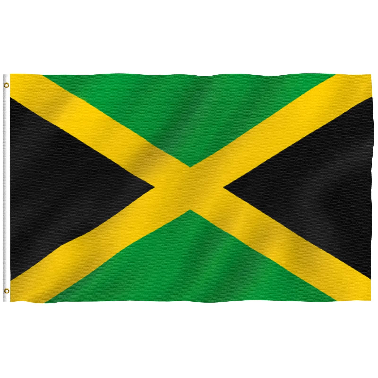 ANLEY Fly Breeze 3x5 Foot Jamaica Flag - Vivid Color and UV Fade Resistant - Canvas Header and Double Stitched - Jamaican National Flags Polyester with Brass Grommets 3 X 5 Ft