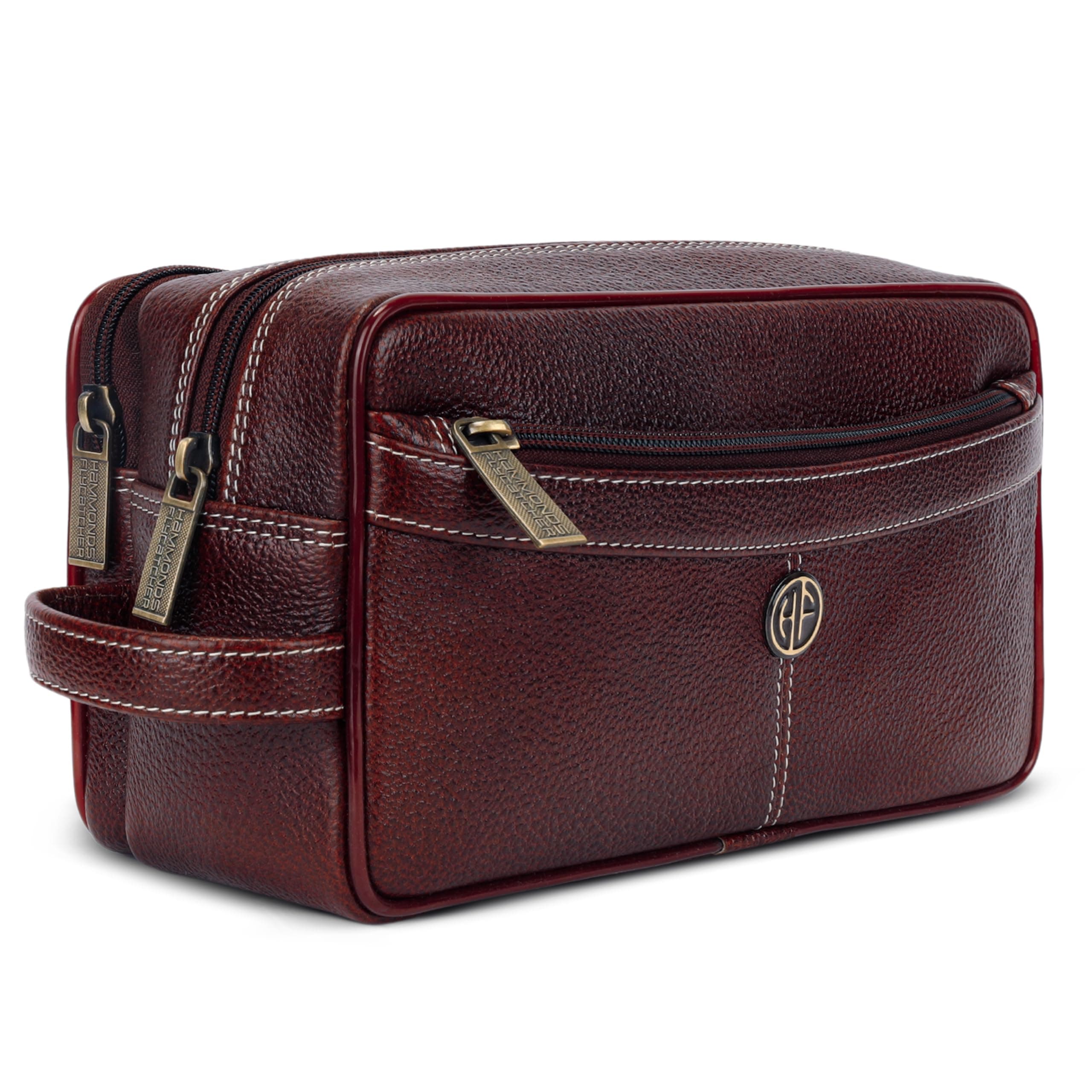 Genuine Leather Toiletry Bag for Men and Women Cosmetic Organizer Bag, Travel Organizer Pouch, Toiletry Pouch for Men with Multiple Pockets, Shaving Kit Bag for Men - Brown