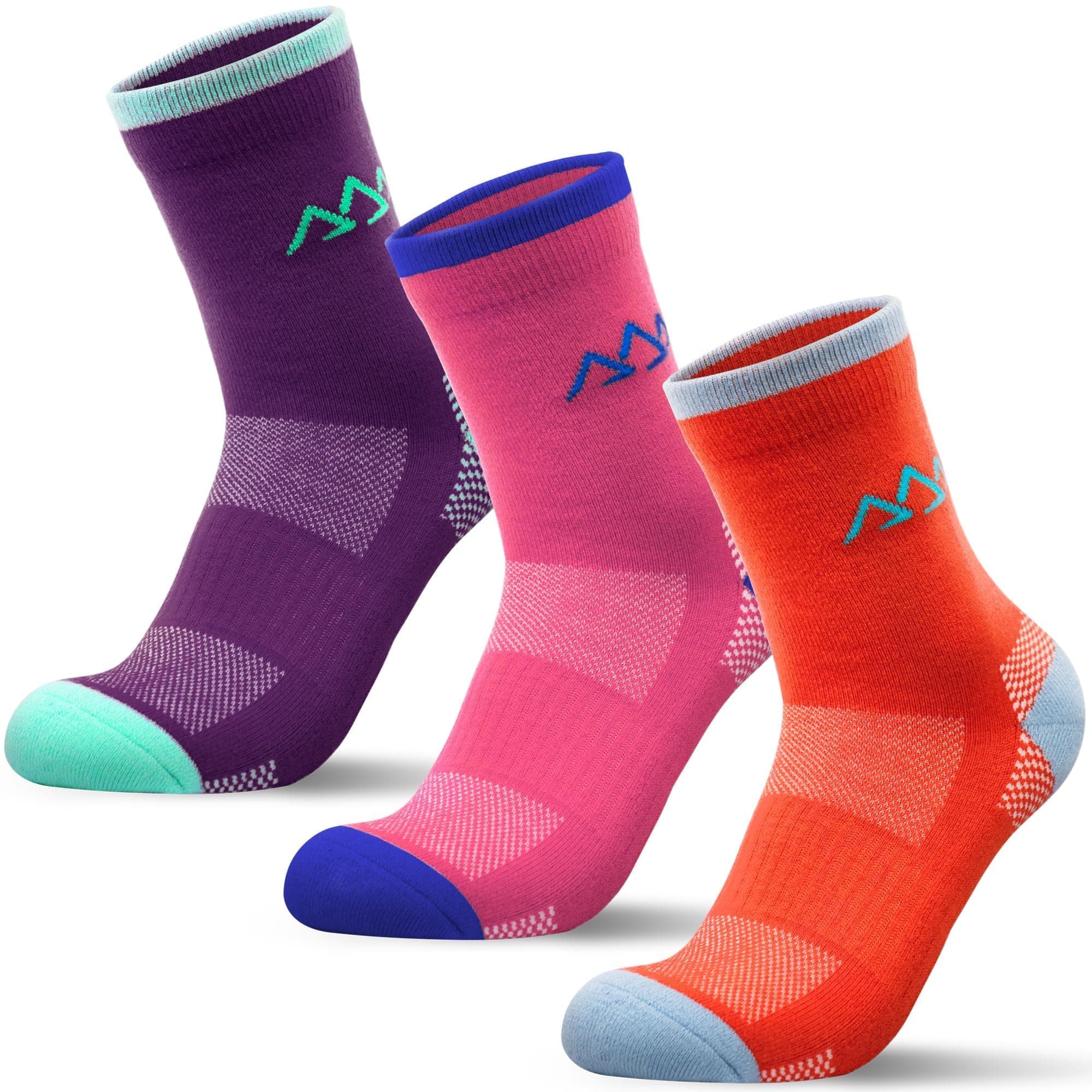 Merino Wool Hiking Socks Thermal Warm Micro Crew Winter Work Cushion Socks Women & Men, 3 Pairs