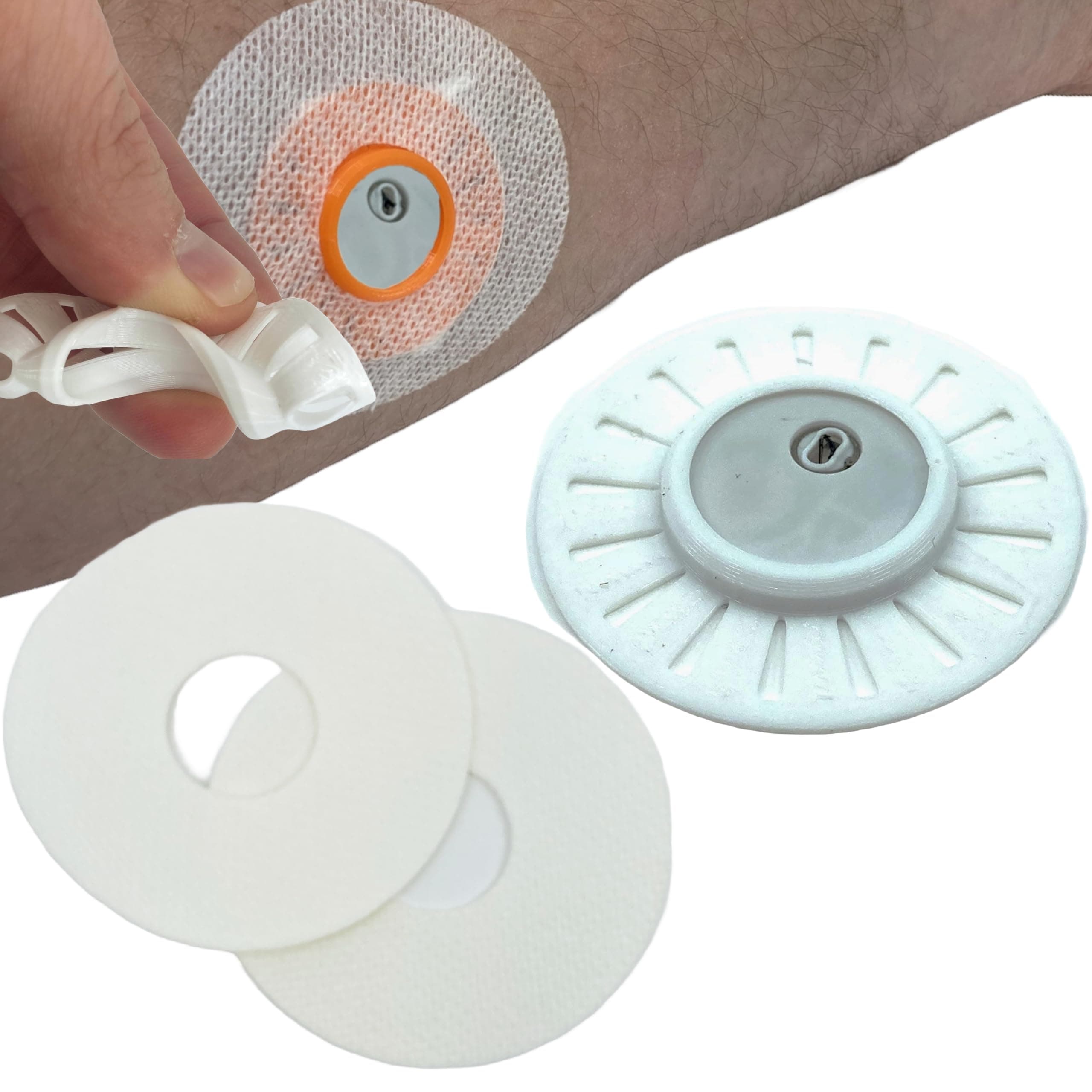 New! Libre 3 GripShield by Deck My Diabetes - Reusable and Flexible Armor for Libre 3 Users. Includes Two (2) Sample Sugar Patches and One (1) GripShield (Bright White)