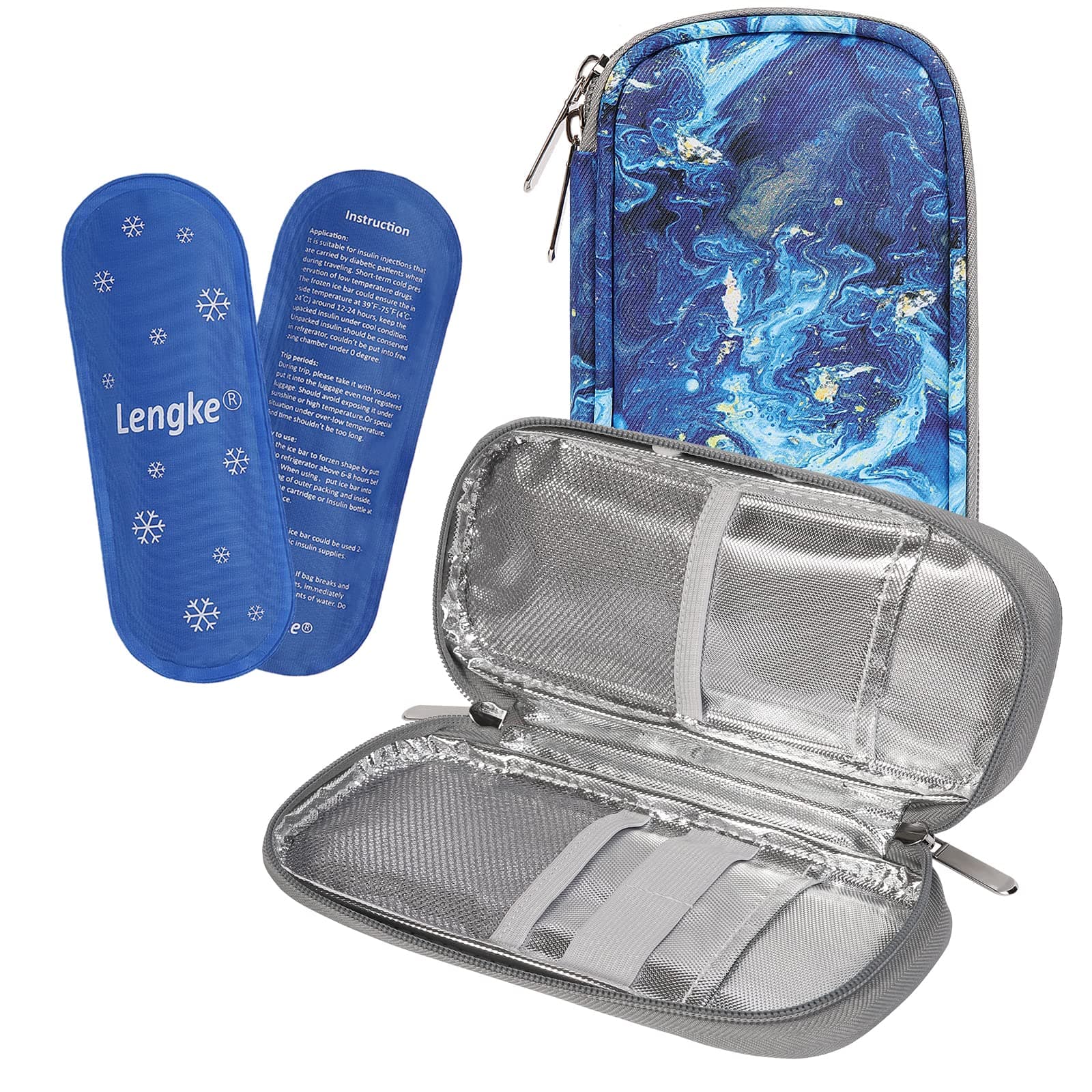 BOMKEEInsulin Cooler Travel Case for Diabetic, Insulin Cooling Case Travel Portable Insulin Pen Carrying Case Cooler Bag Organizer for Diabetic Supplies with 2 Ice Pack