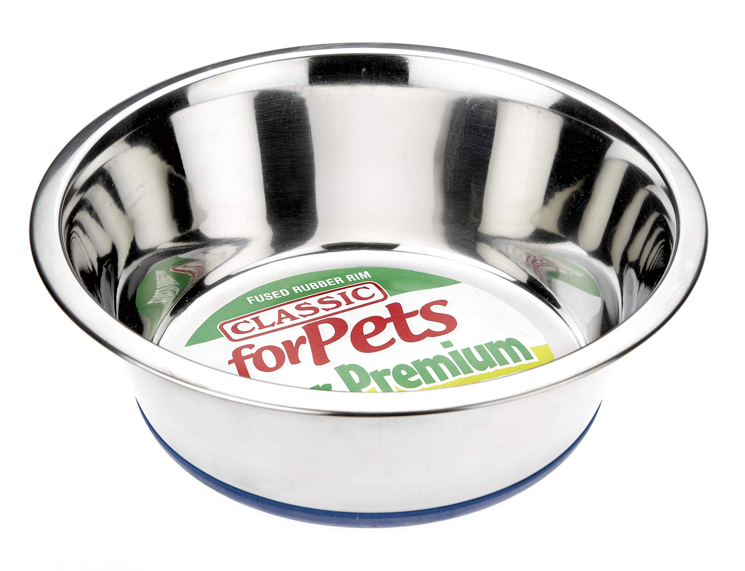 Classic Pet Products Non-Slip Stainless Steel Dish (2500 ml - 250 mm, 9.75 Inch Diameter Dog Bowl), Silver