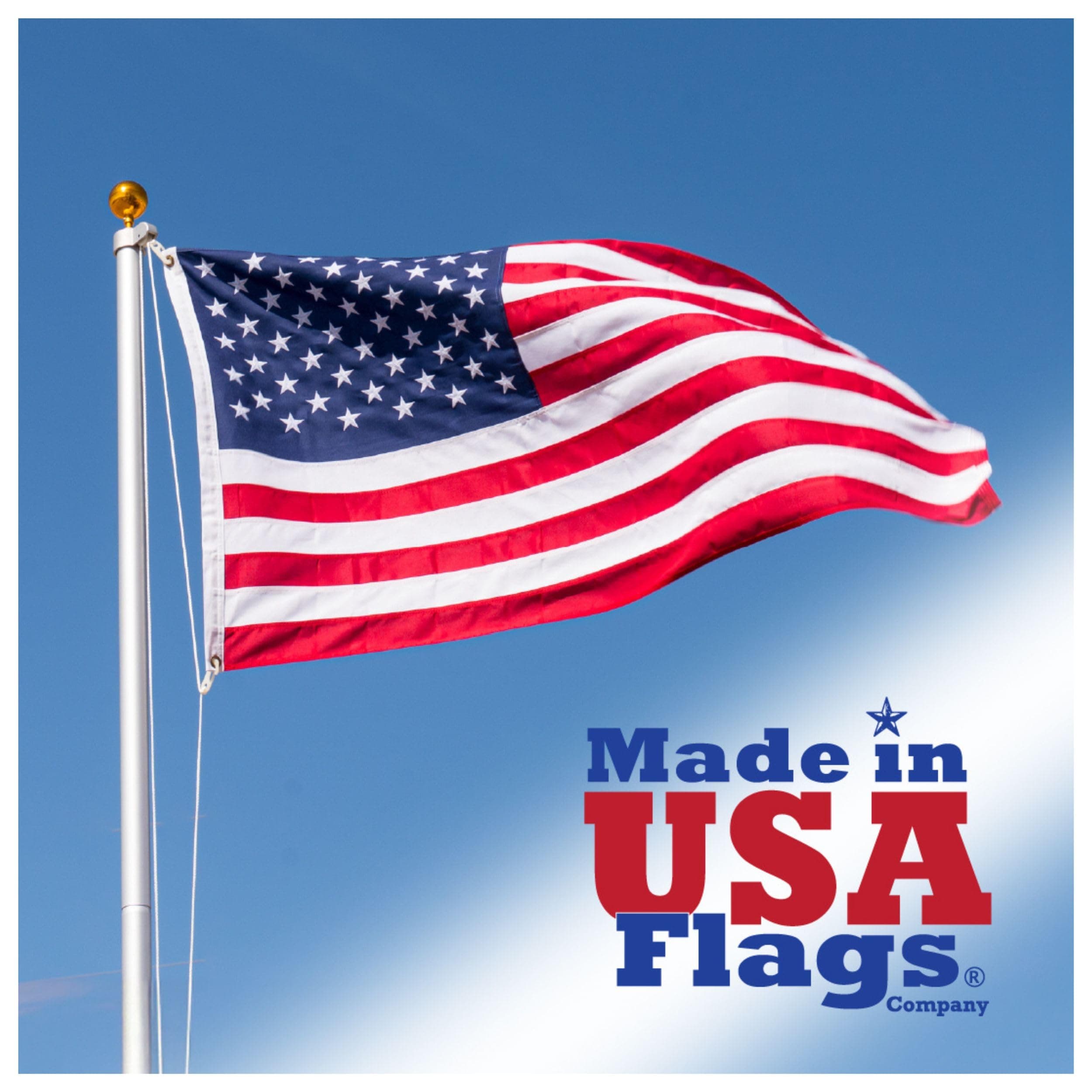Made in USA Flags Co - 3x5 American Flag - Heavy Duty USA Flag - Premium PolyMax Polyester, Sewn Stripes, & Embroidered Stars - All Weather American Flags for Outside - FMAA Certified, US Made
