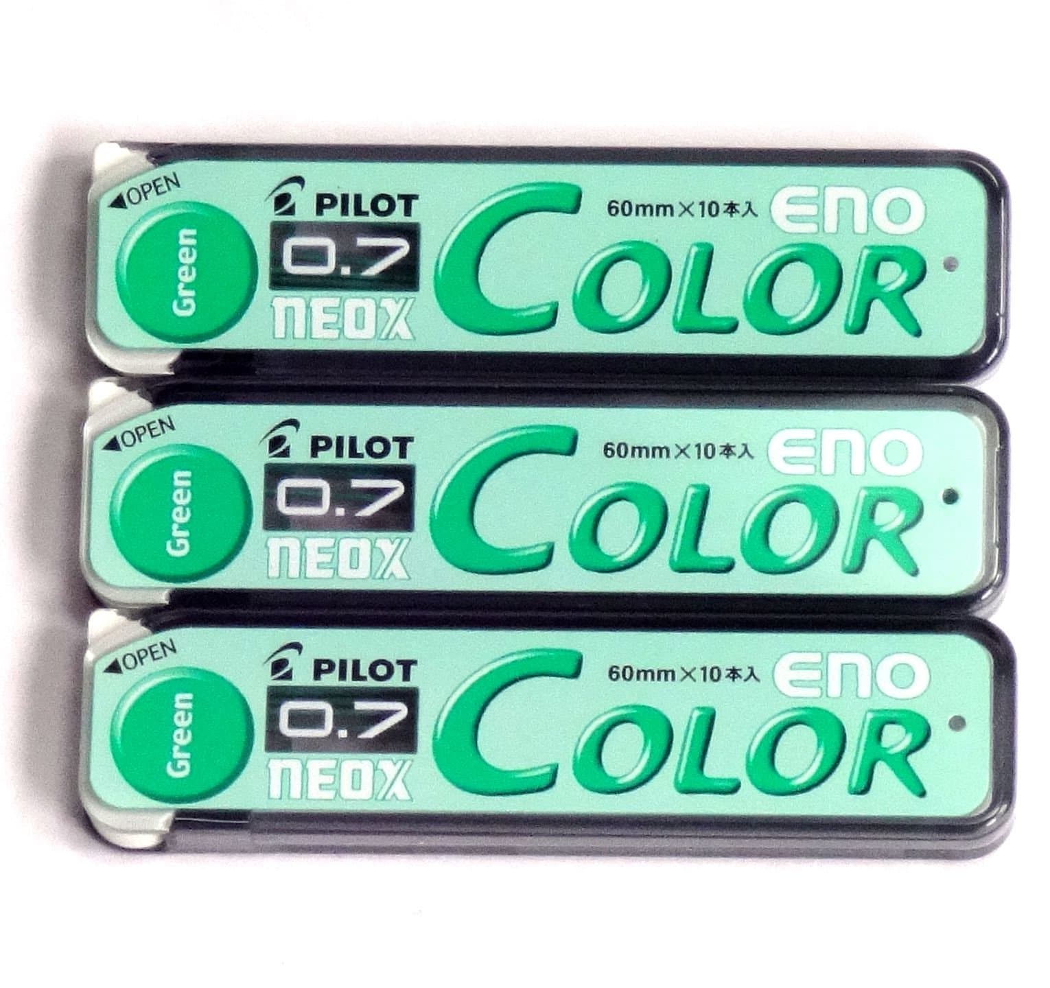 Pilot Color Mechanical Pencil Lead Eno, 0.7mm, Green, 10 Lead ×3 Pack/total 30 Leads (Japan Import) [Komainu-Dou Original Package]