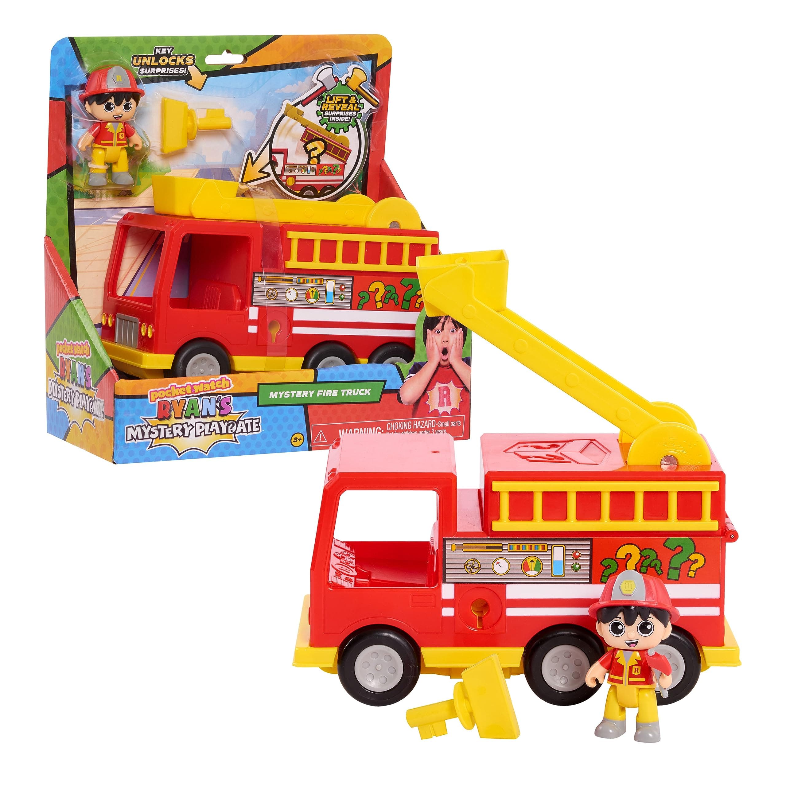 Ryan's Mystery Playdate Mystery Fire Truck, Includes 1 Ryan Figure and Mystery Accessory, Kids Toys for Ages 3 Up by Just Play