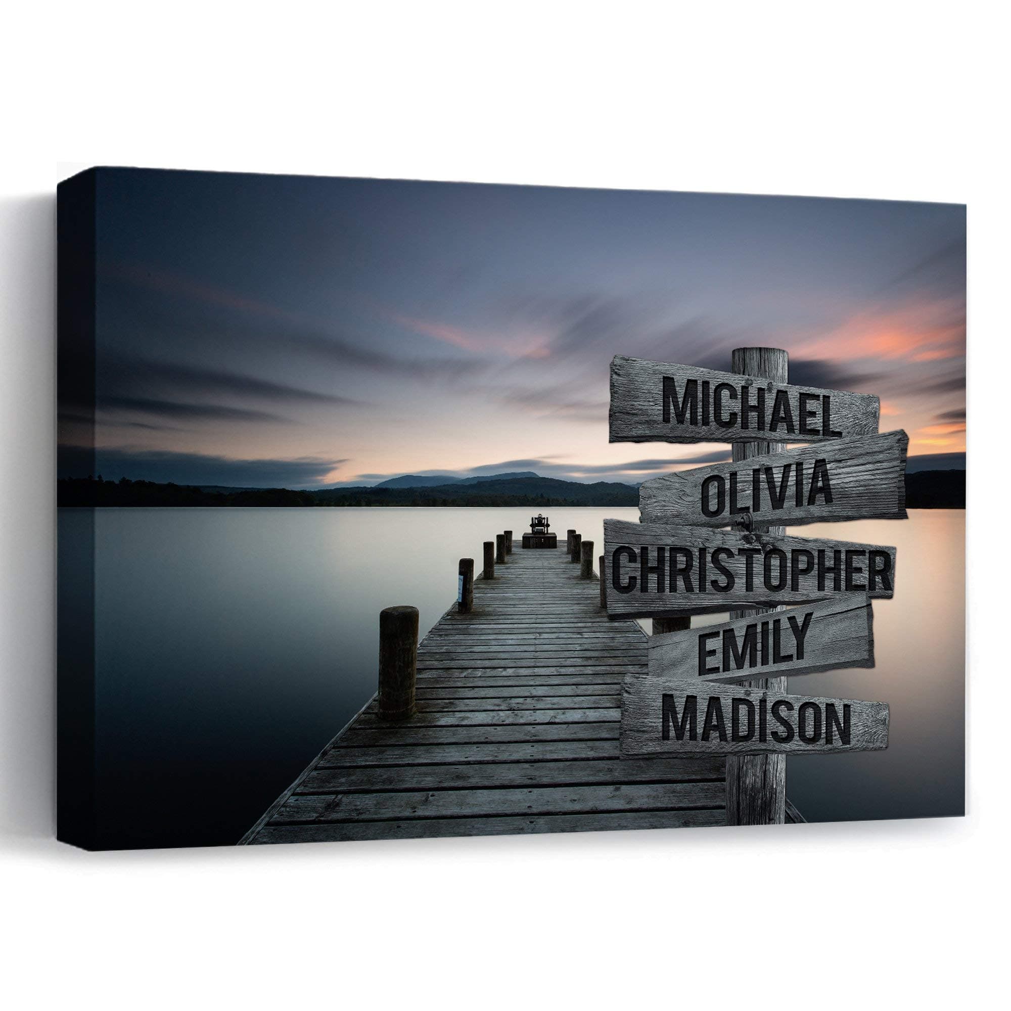 MySoulAndSpirit Store - Lake Dock Multi Names Premium Canvas Crossroads Personalized Canvas Wall Art - Family Street Sign Family Name Art Canvas For Home Decor Custom Canvas Prints (48"x32")