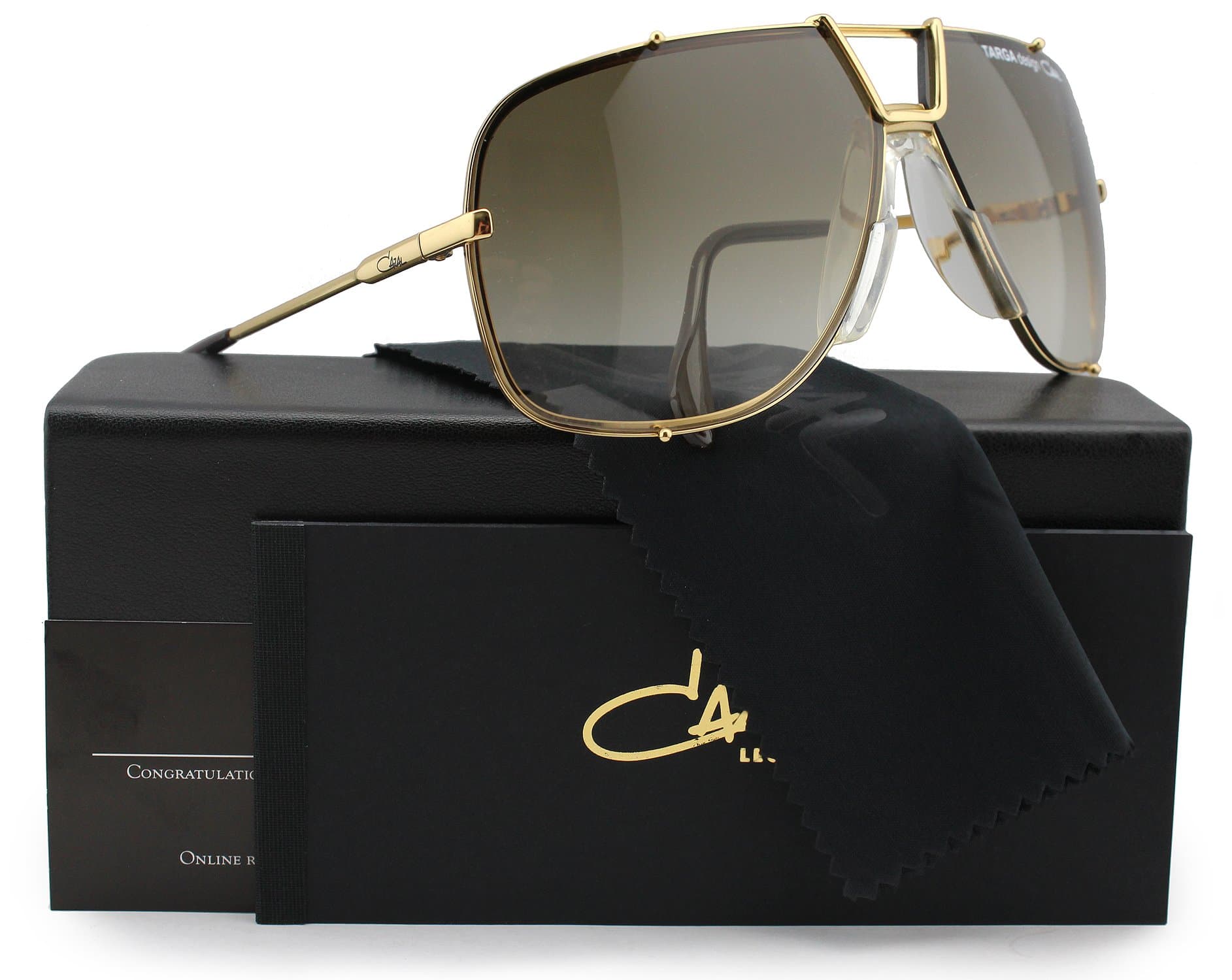 Cazal Targa Design 902 Sunglasses Shiny Gold w/Brown Gradient (097) 66mm Authentic