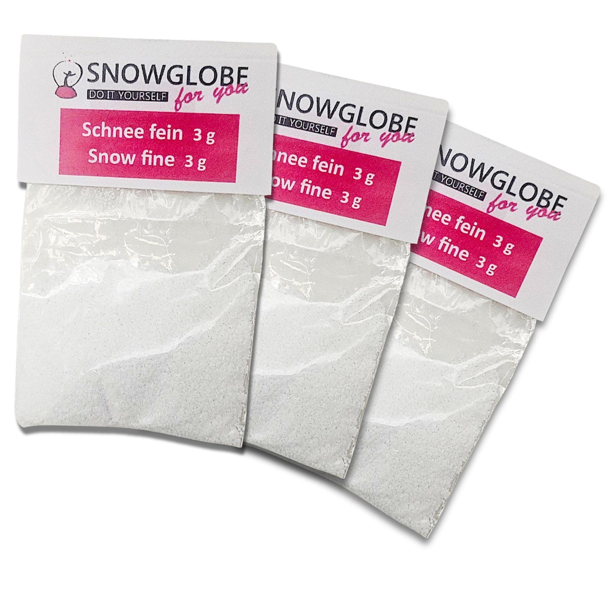 Schneekugelhaus 3 x Fine Snow for DIY Snow Globes - Classic Style, Clear Color