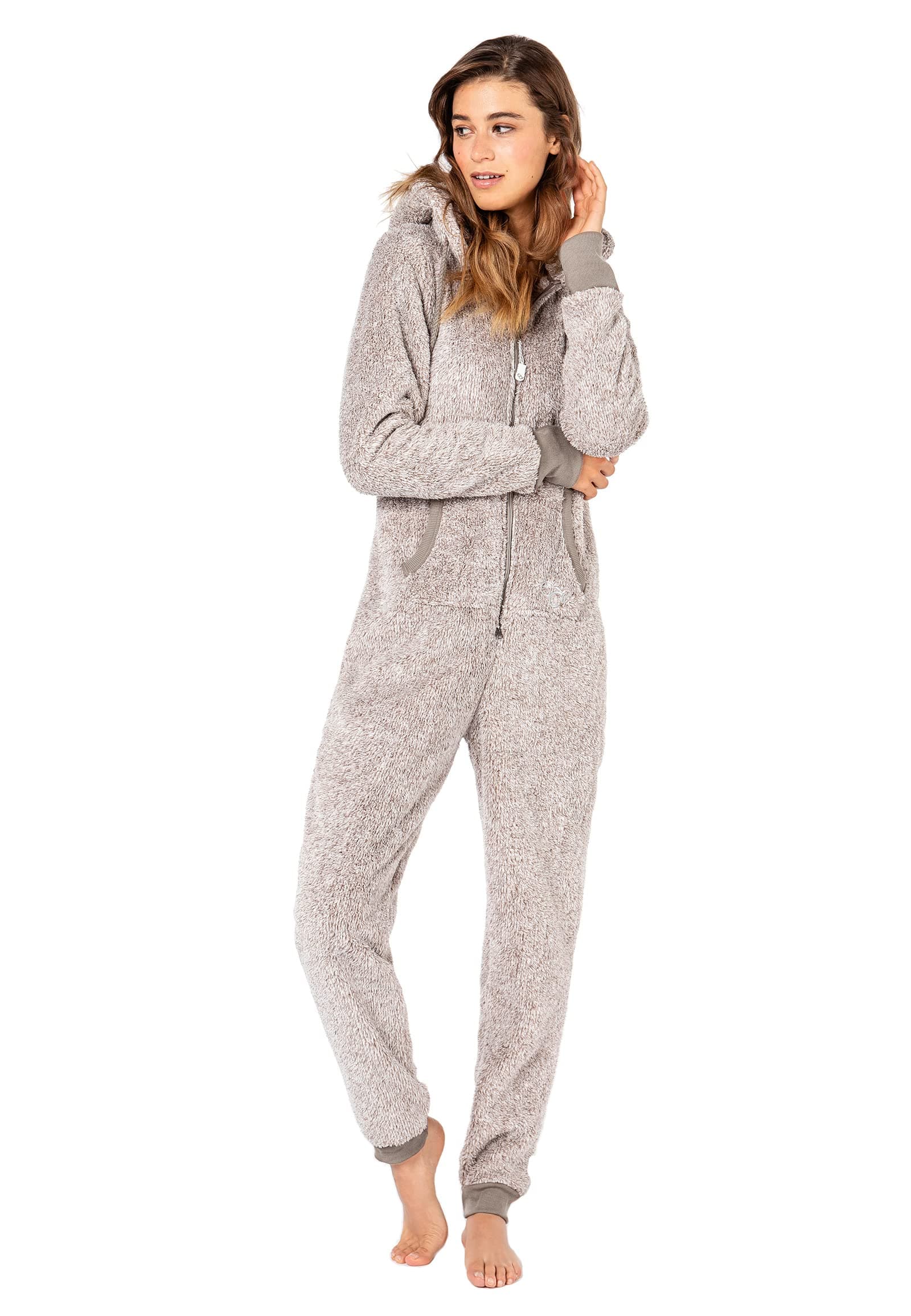Eight2Nine, ladies’ cosy teddy fleece overalls, jumpsuit with ears