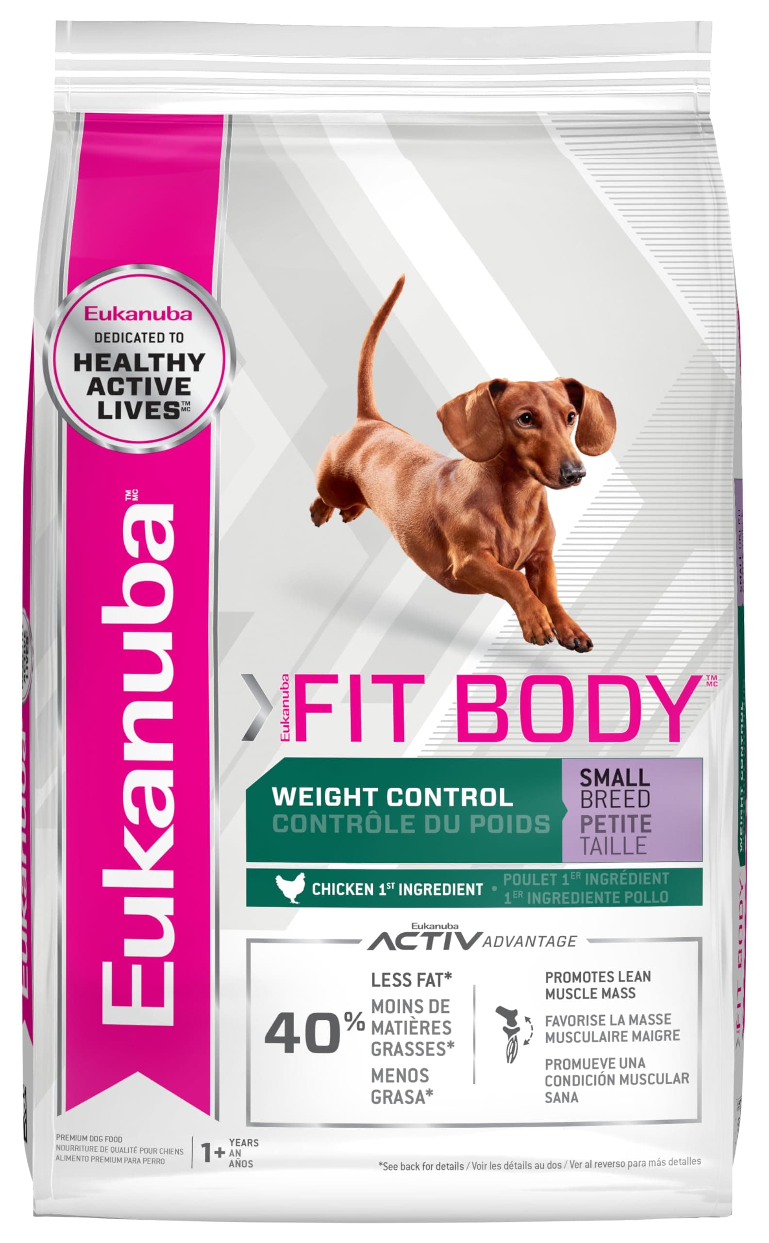 Fit Body Weight Control Small Breed Adult Dry Dog Food, 15 lb Bag