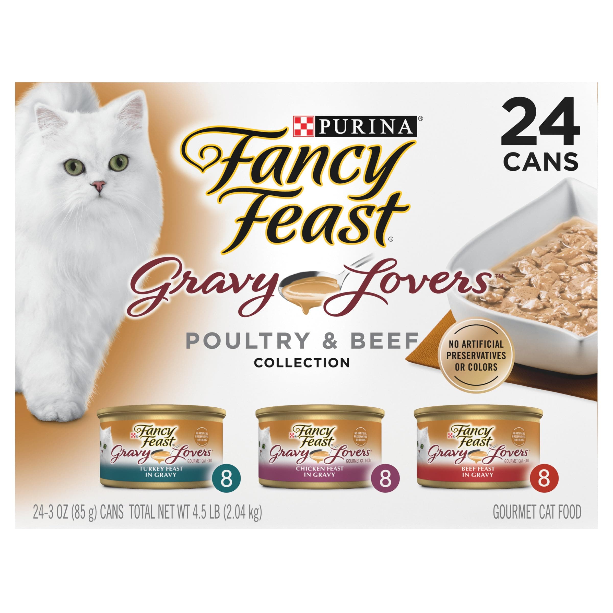 Purina Fancy Feast Gravy Wet Cat Food, Gravy Lovers Poultry & Beef Feast Collection - (24) 3oz Cans