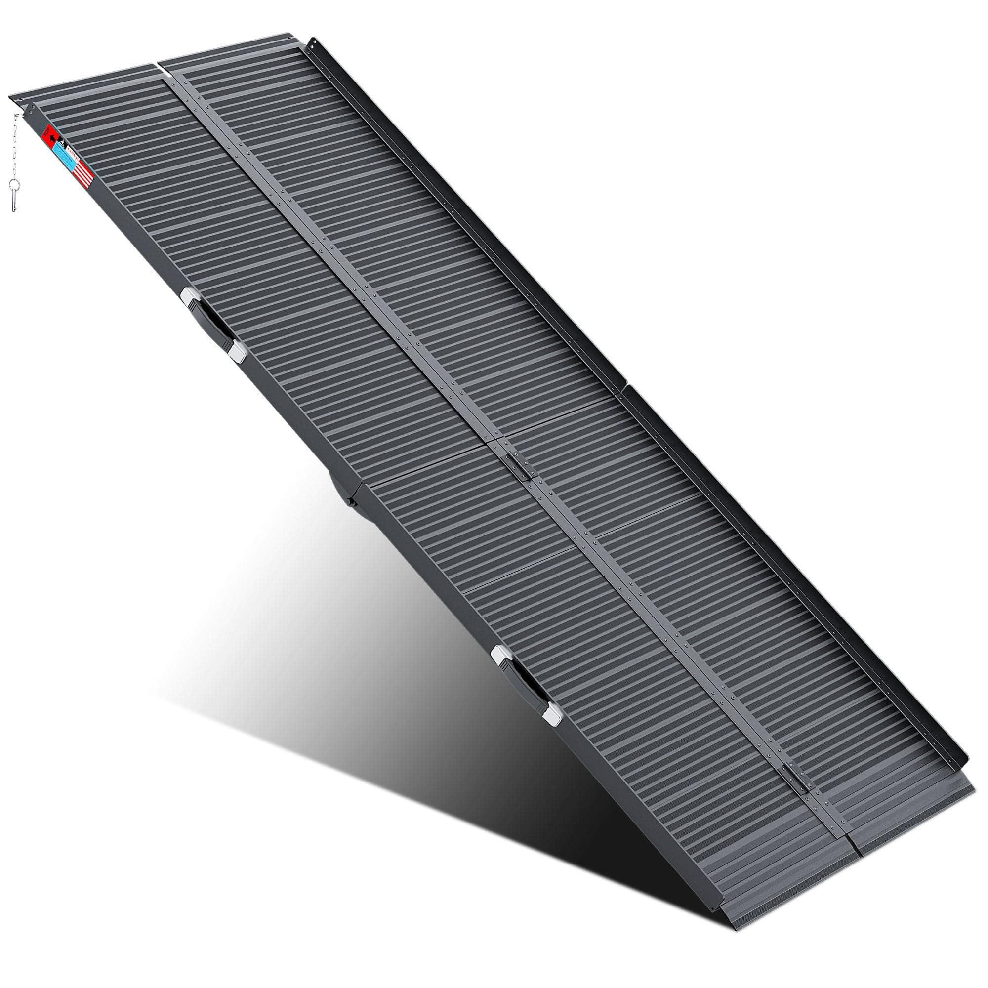 Black Portable Wheelchair Ramp, 8FT No-sew Non-Slip Aluminum Wheelchair Ramp, Folding Portable Wheelchair Ramps for Home, Weight Capacity Up to 800 LBS, Loading Dock Plates