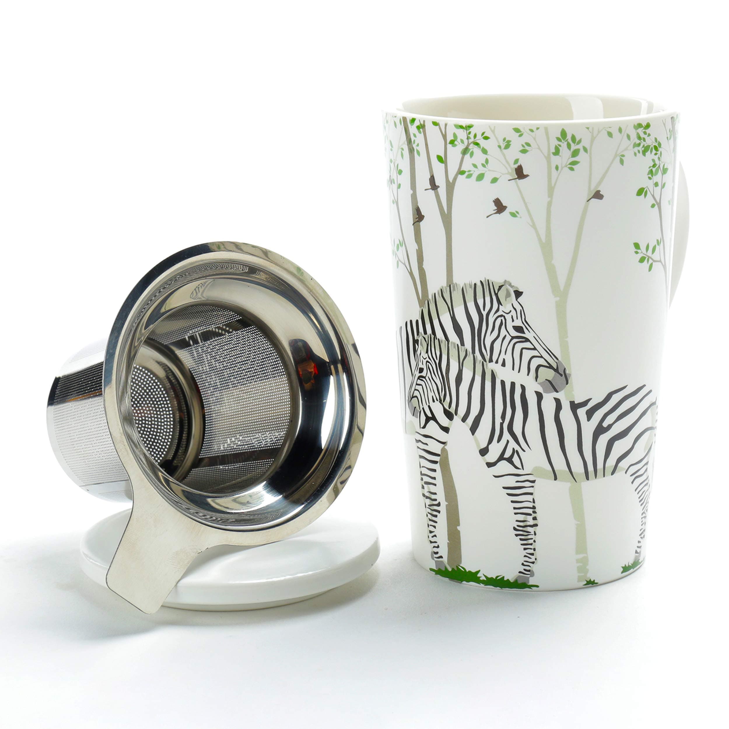 TEANAGOO Bone China Tea-Mug with Diffuser and Lid, 18 OZ, Zerba, M58-1, Tea-cup with steep Steeper, Brewing Strainer, porcelain tea cup with infuser and lid Brewer Set Women, porcelain mug with lid…