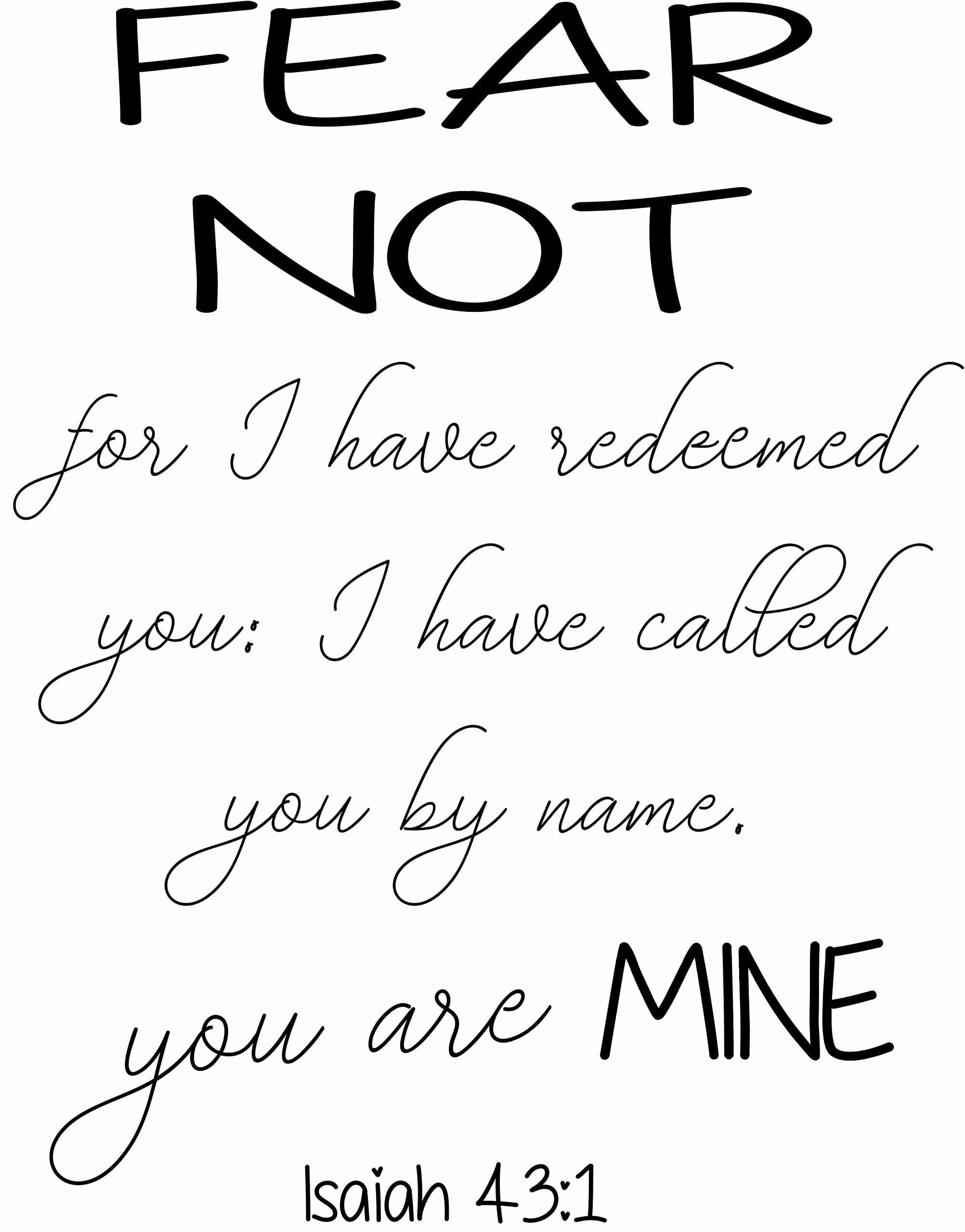 Isaiah 43:1 11 x 14 Beautiful Vinyl Wall Decal by Scripture Wall Art Includes Our Exclusive "Goof Proof Guarantee" Girls Room