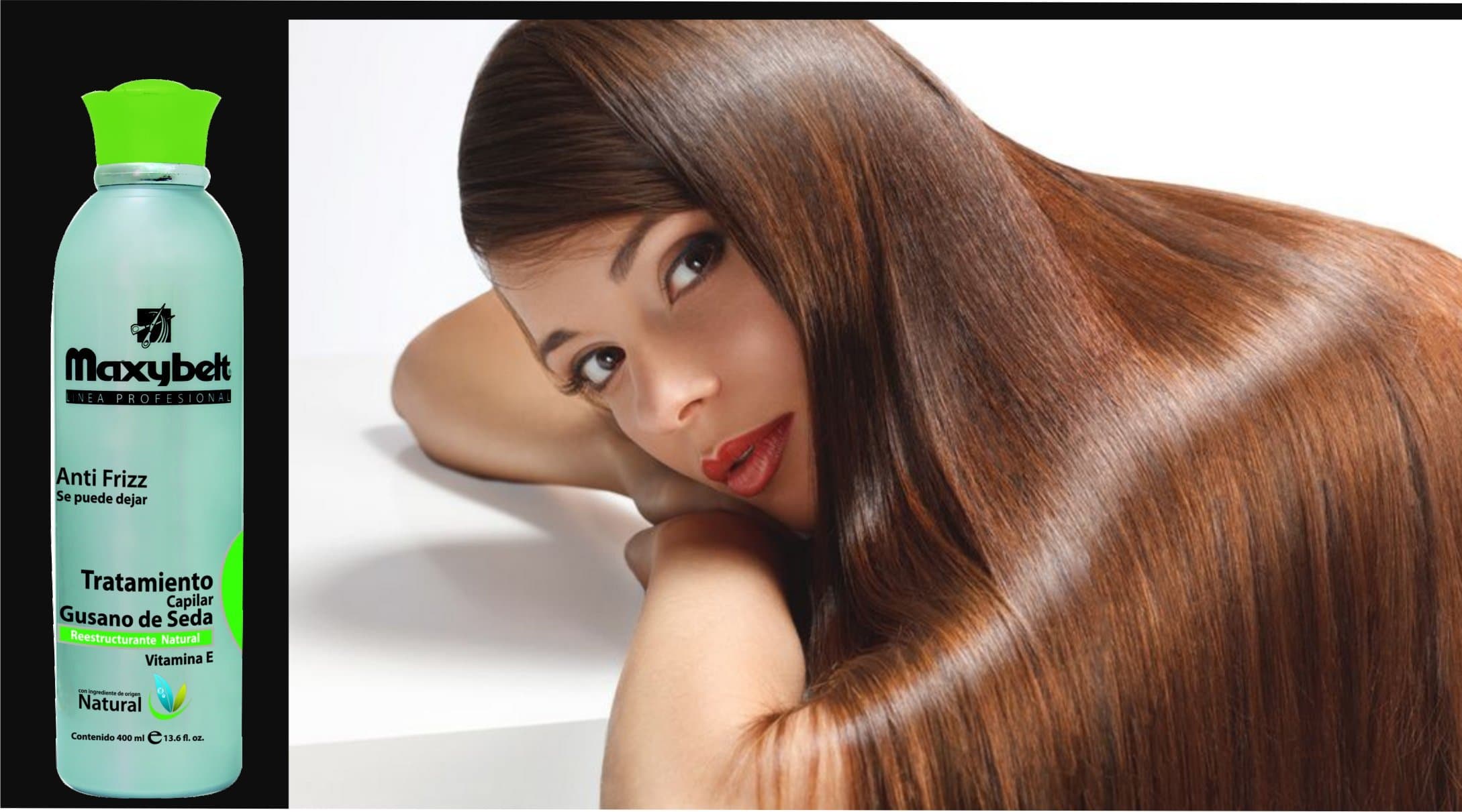MAXYBELT-Gusano de seda Shampoo Ayuda en la restauracion de los cabellos maltratados Maxibelt 400ml/13.3oz