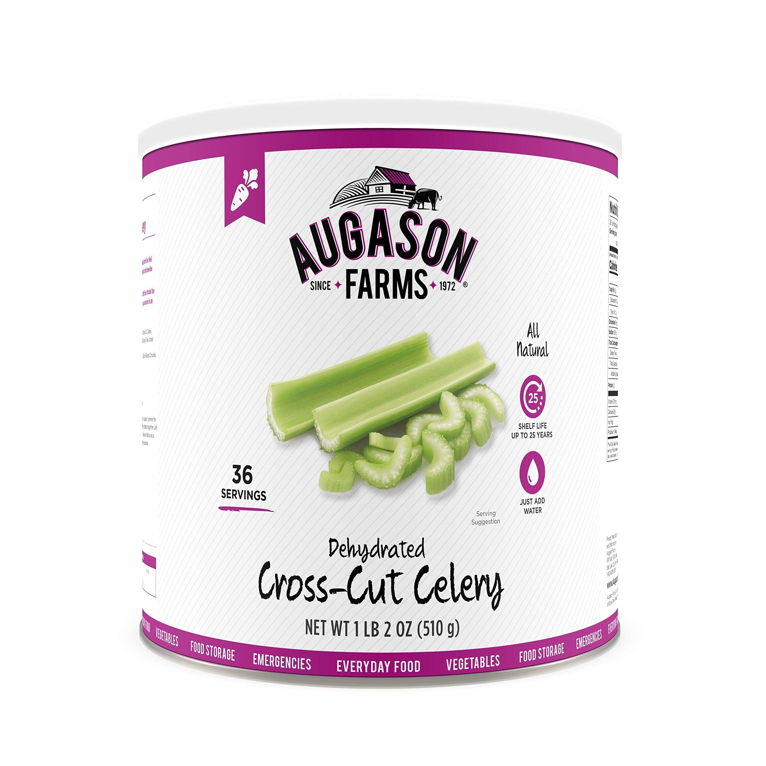 Augason Farms Dehydrated Cross Cut Celery Can, Emergency Food Supply, Everyday Meals, 36 Servings