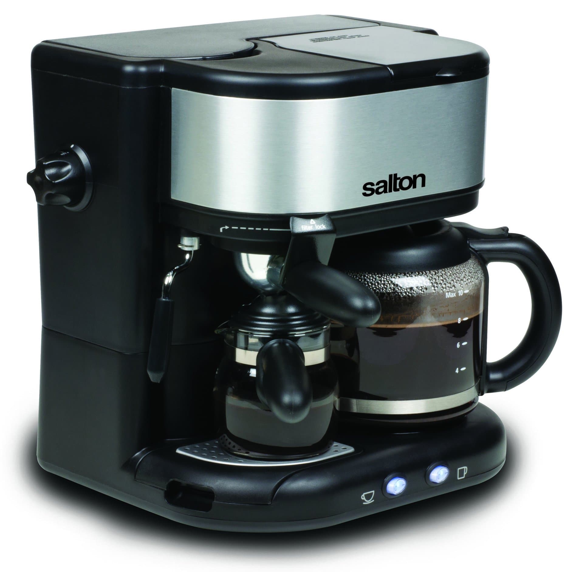 Salton EX1222 3 in 1 Coffee Centre, Black Stainless Steel/Silver