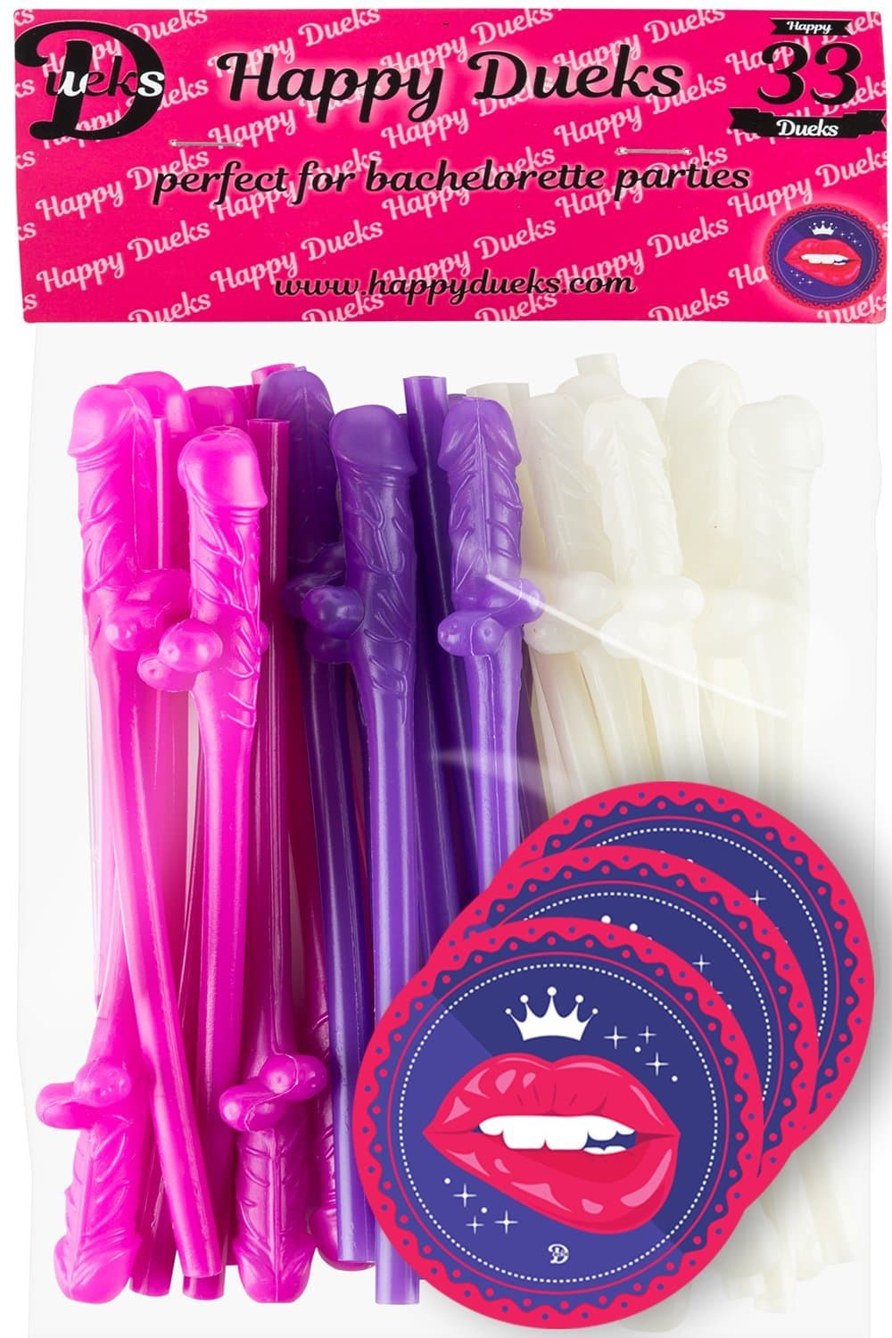 Bachelorette Party Straws - 33 Pack Fun Shape & Disposable - Best Bachelorette Party Supplies