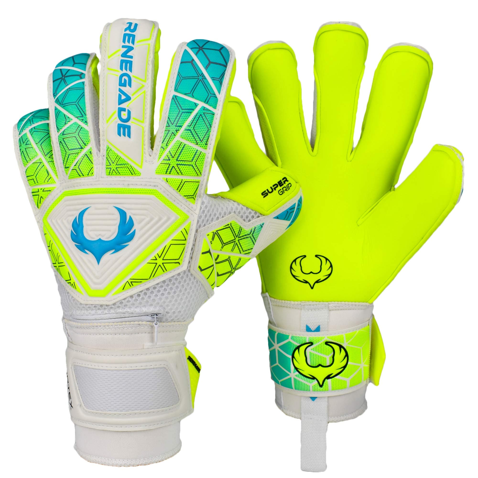 Renegade GKVortex Goalkeeper Gloves with Microbe-Guard (Sizes 6-11, 3 Styles, Level 3) 3.5 + 3 mm Hyper Grip & Super Mesh | Everywhere Goalkeeper Gloves | Max Grip & Protection