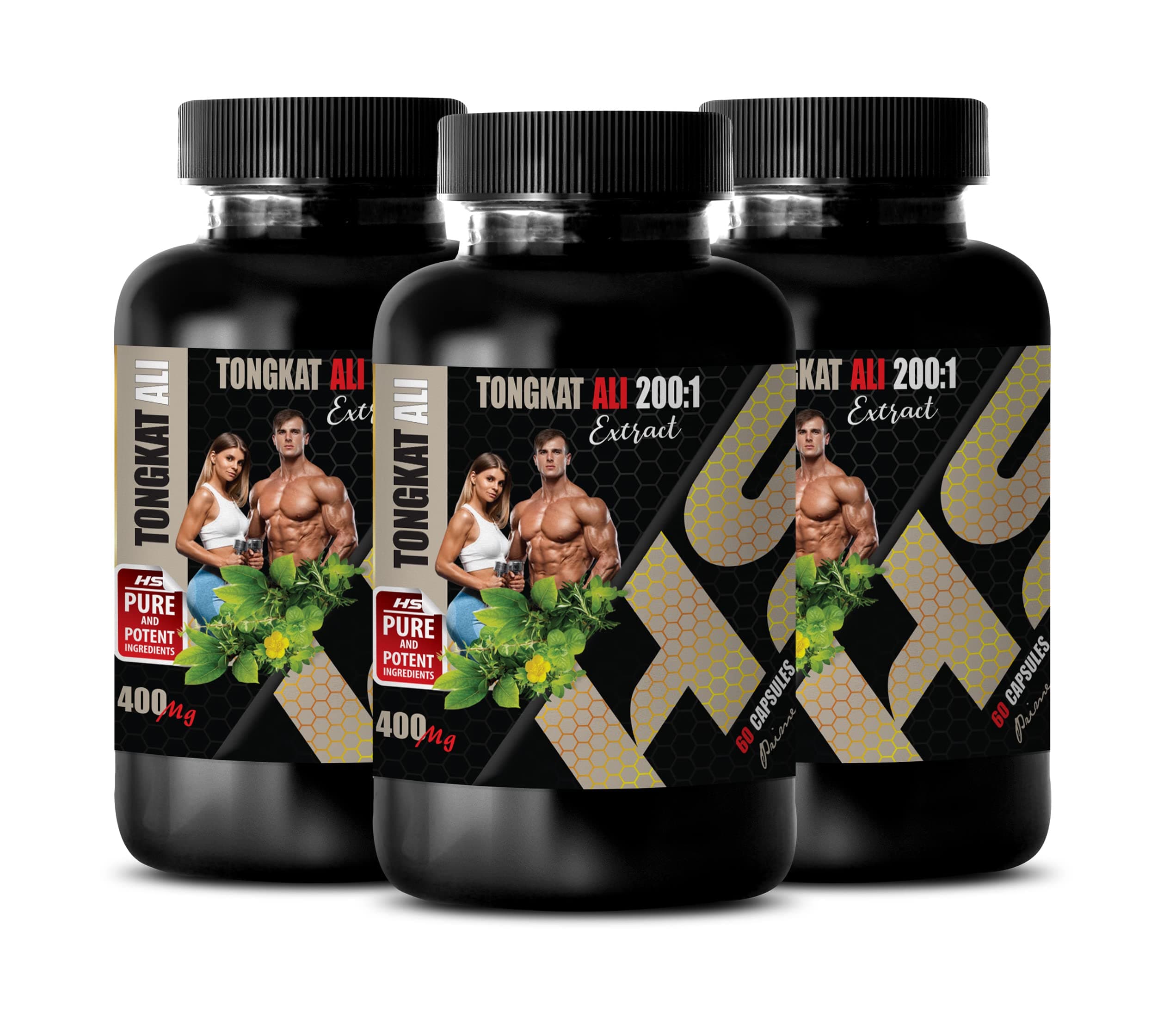 Bodybuilding Supplements - TONGKAT ALI Extract 200:1 400mg - Non-GMO - 3 Bottles 180 Capsules