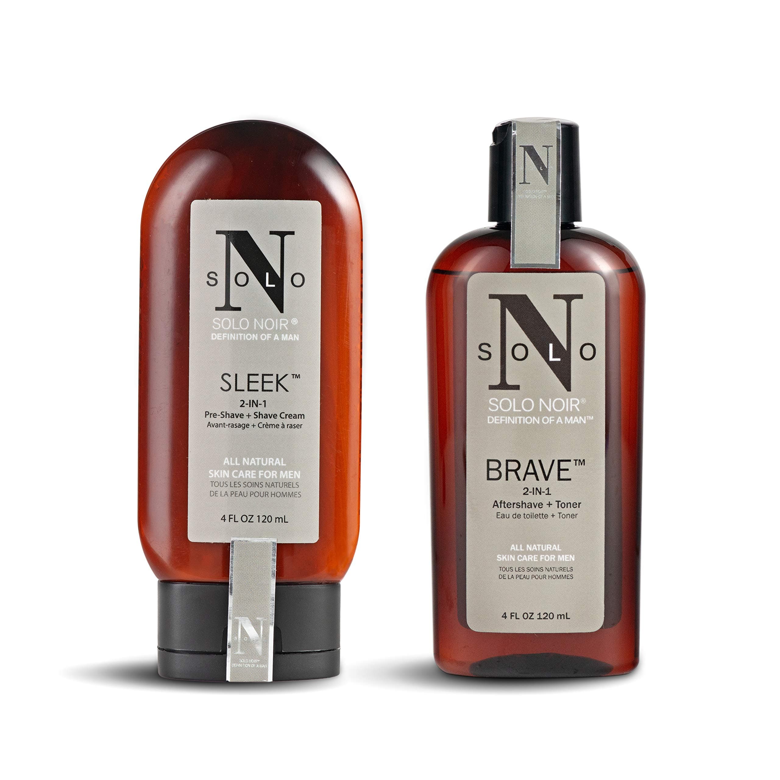 Solo Noir All Natural Shaving KitFor Men:2-In-1 Skin And Beard Grooming And Care, Shave Cream For Easy Glide, Moisturizing Aftershave Toner For Soft And Smooth Skin, Ingrown Hair And Acne Prevention