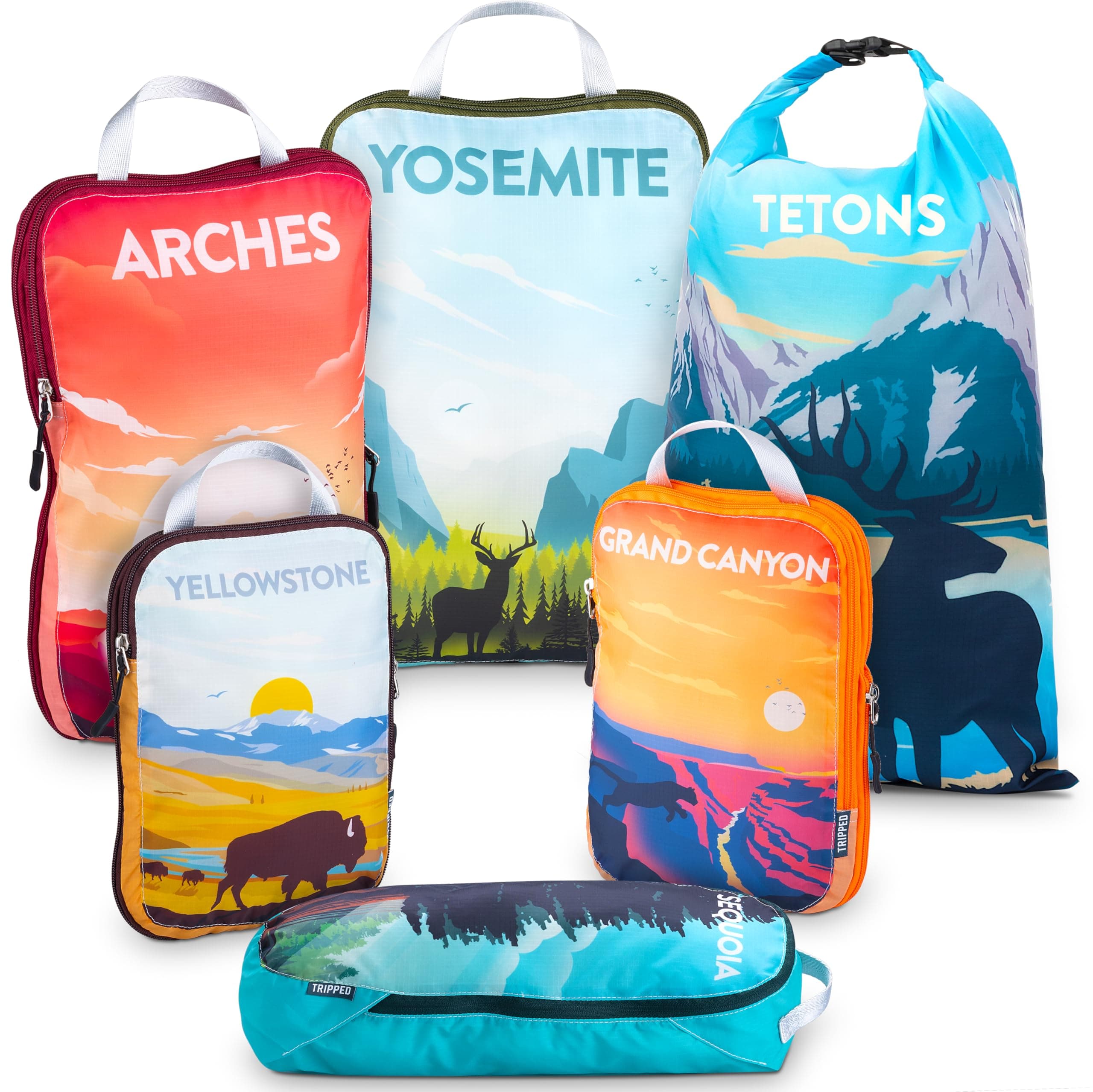 Compression Packing Cubes Set for Carryon Travel-Lightweight Durable Luggage Organizer Bags