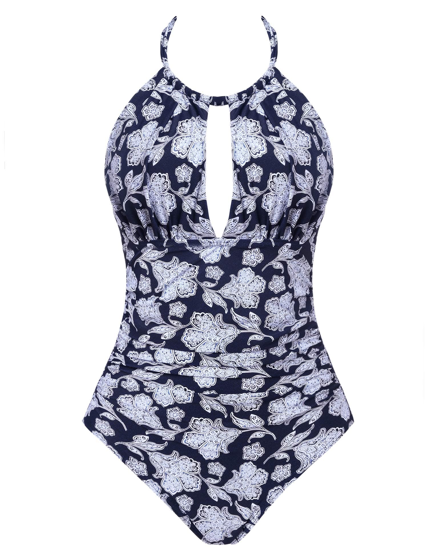 JoyariaWomens Front Ruched One Piece Swimsuit Tummy Control Slimming Bathing Suit