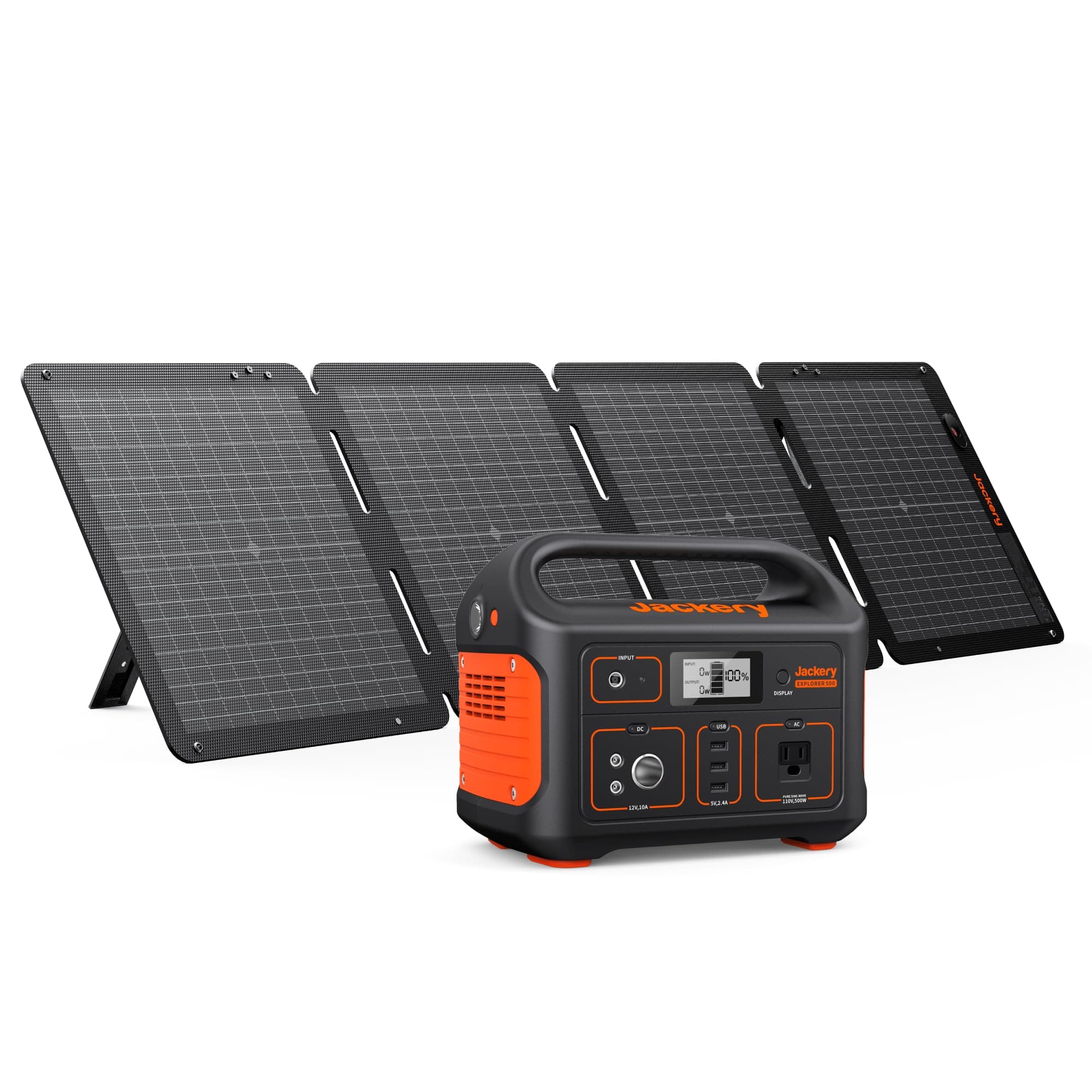 Solar Generator Explorer 500, 518Wh Portable Power Station Mobile Lithium Battery Pack with 1xSolarSaga 100 for RV Road Trip Camping, Outdoor Adventure