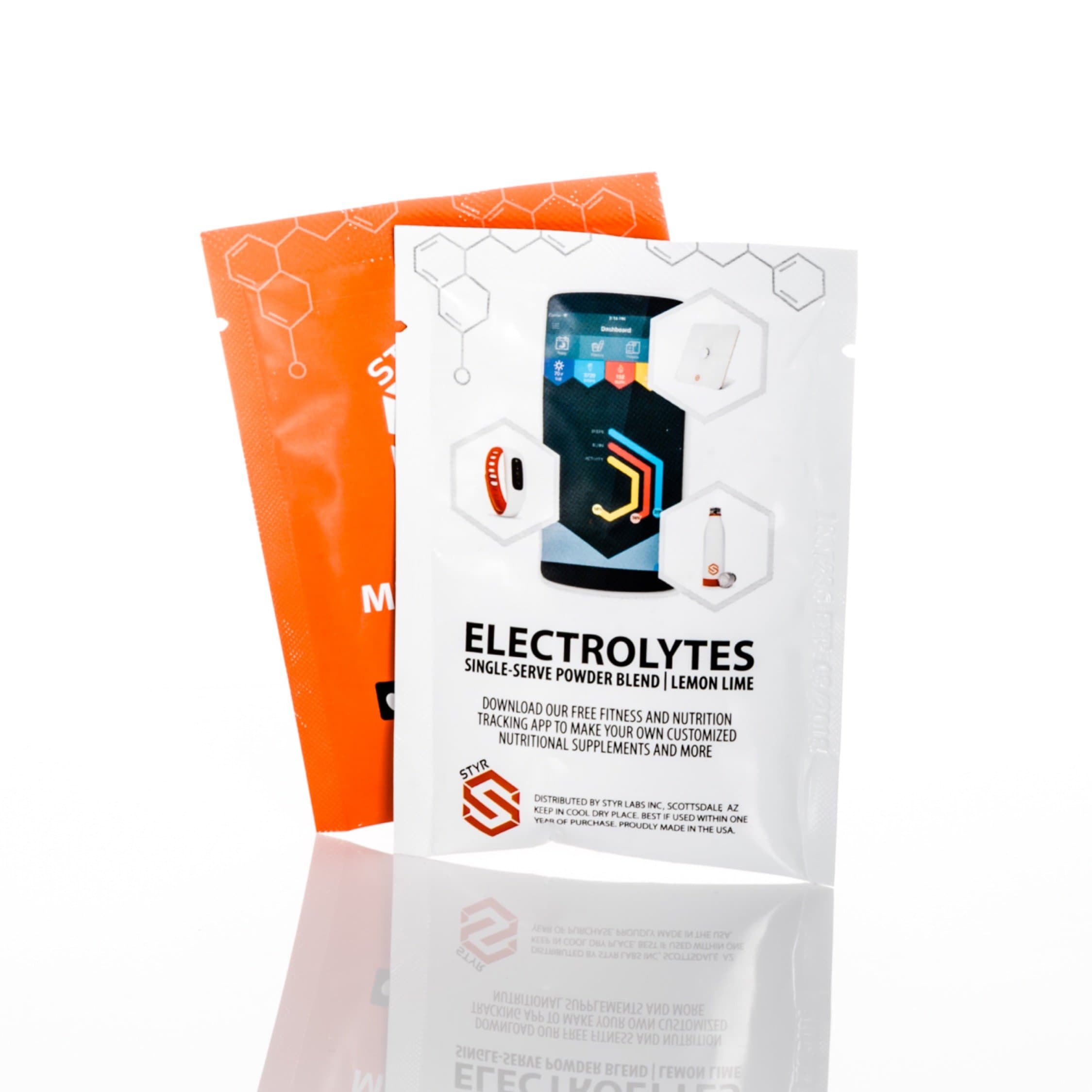 STYR Labs Electrolyte Powder Sports Drink Mix for Exercise Dehydration and Hangover 20 Servings Lemon Lime Flavor - Vitamin C Calcium Magnesium Sodium Potassium. Low Calorie