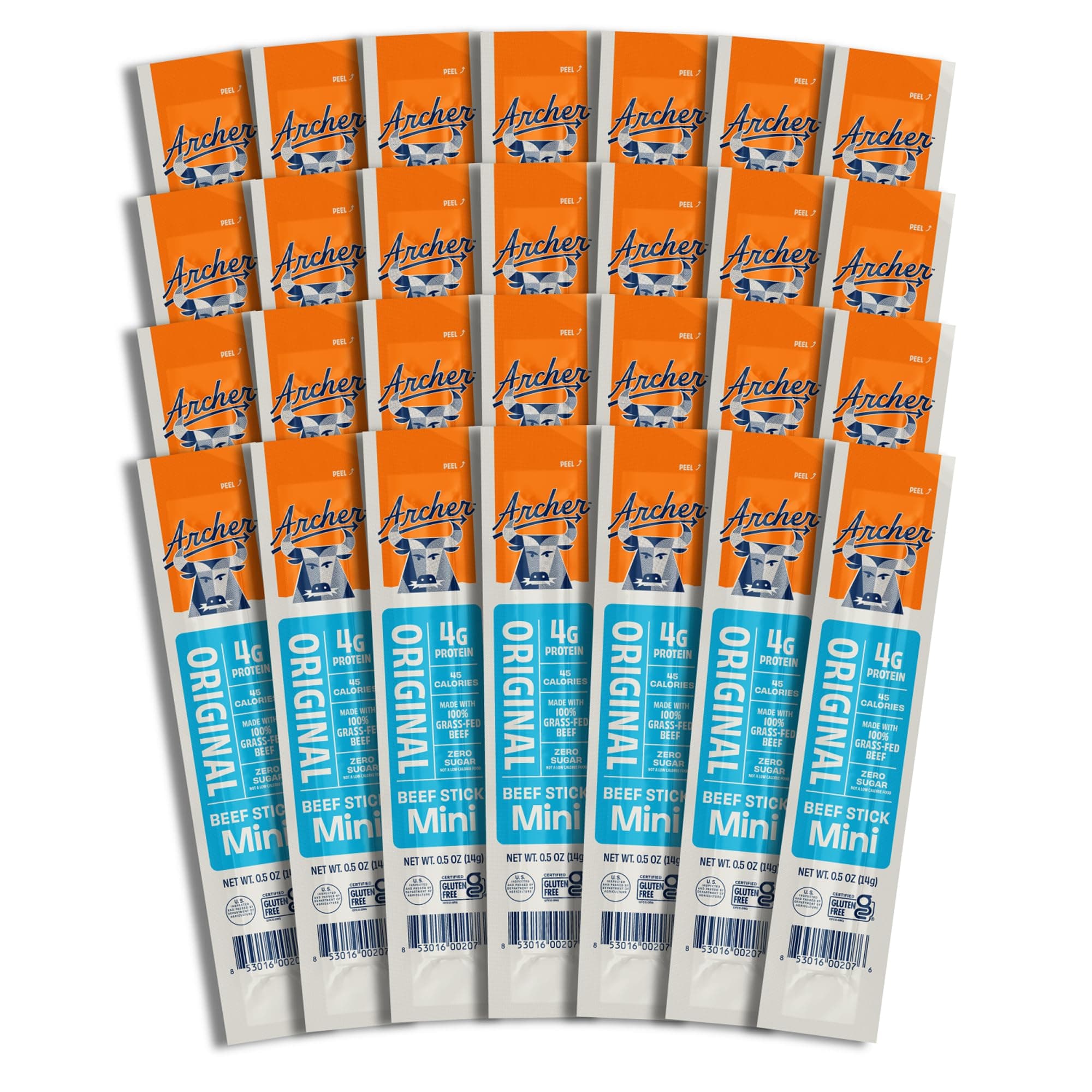Archer Jerky Mini Beef Jerky Sticks - Grass Fed Beef Sticks Individually Wrapped, Mini Protein Snacks Bulk, Protein Snack Packs, Gluten Free, Paleo, Keto - .5 oz (Pack of 28)