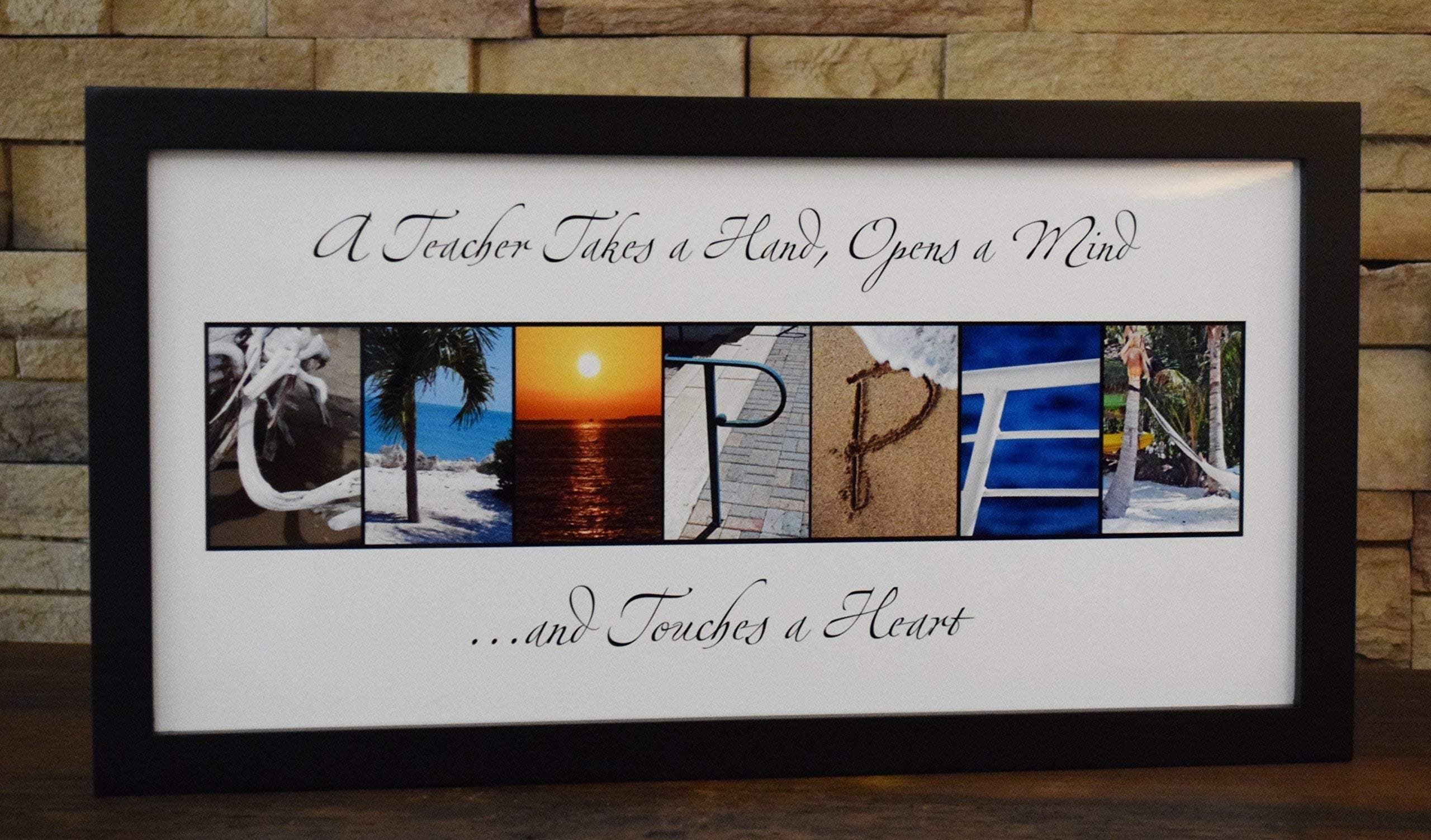 Teacher - Framed Photo Letter Art - Personalized Alphabet Photography - Custom Name Sign