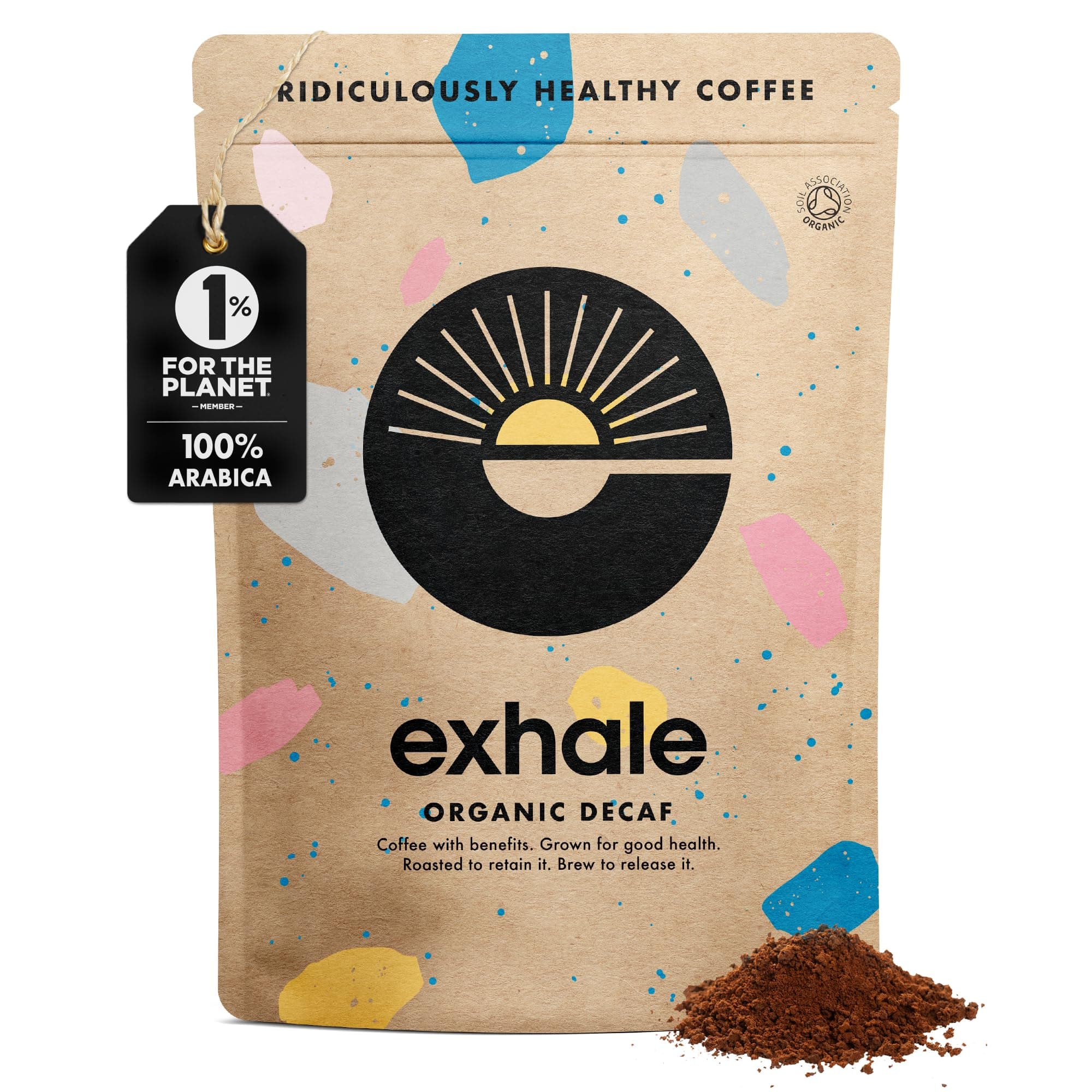 Organic Chemical-Free Ground Decaf Coffee - NEW LARGE 450G PACK - Single Origin and 100% Arabica Beans. For Cafetiere, Filter or AeroPress - Decaf Medium Roast