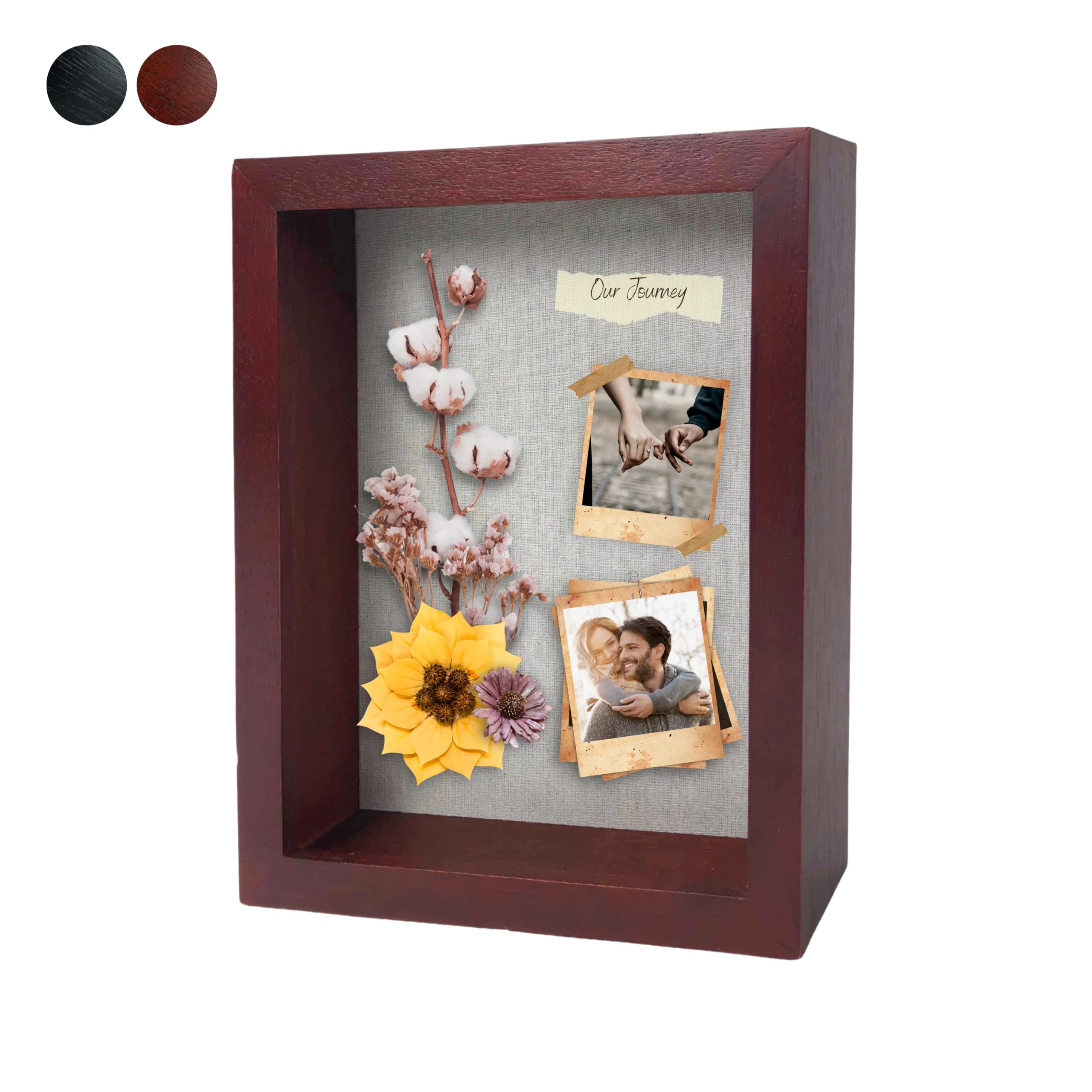 8"x10" Solid Wood Mahogany Display Shadow Box Frame - Memory Box for Keepsakes (Picture Box, Military, Wedding, Graduation, and Flower Shadow Box)