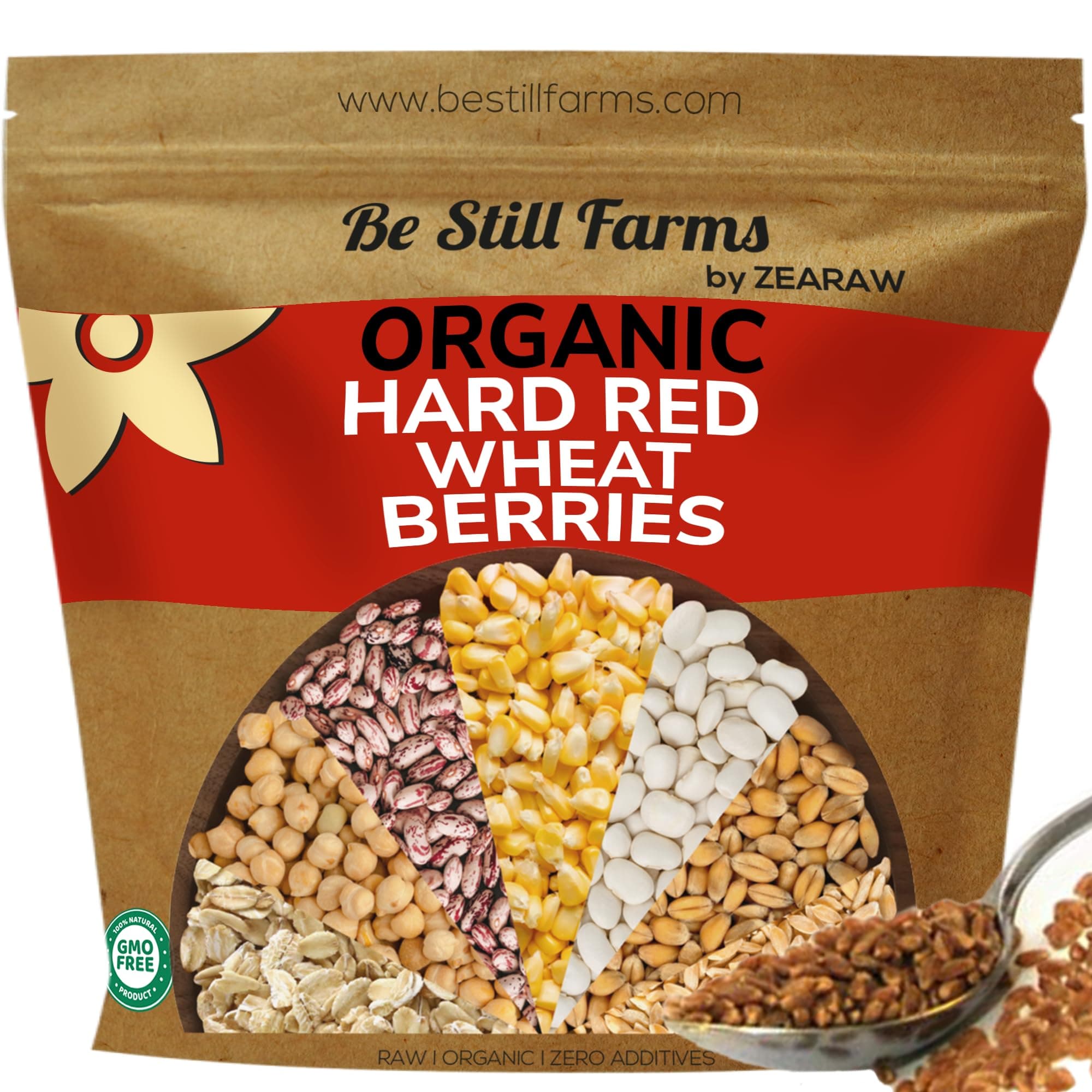 Organic Hard Red Wheat Berries (4.8lb) - Healthy Diet Whole Grains Bulk - Ideal for Soups, Salads, Flour, Bread - High in Fiber & Protein | USA Grown | USDA Certified | Vegan | Non-GMO