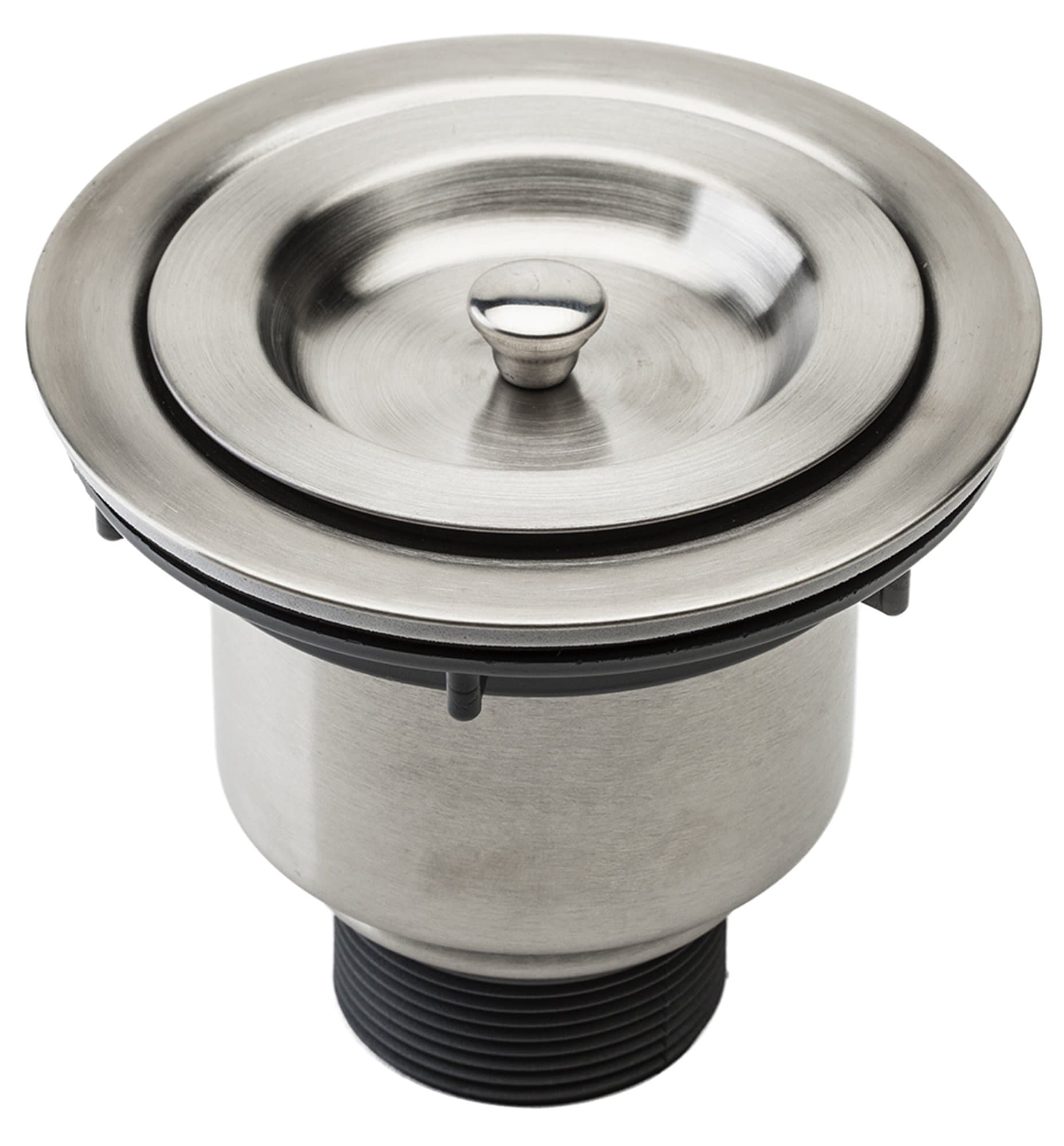 Fluxe 3.5 Inch Stainless Steel Deep Waste Basket Kitchen Sink Drain Strainer Assembly with Sealing Lid, in Brushed Nickel Finish