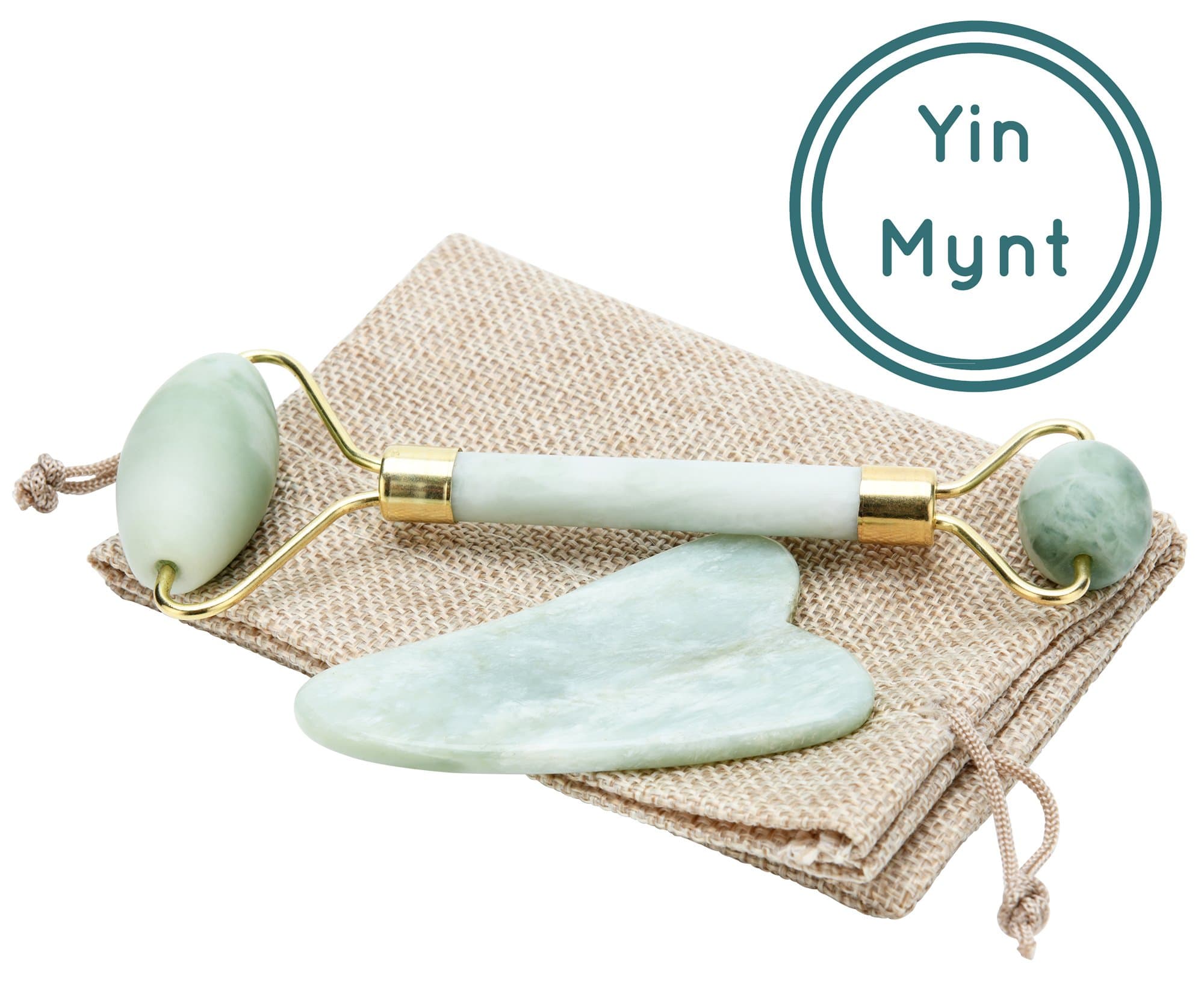 Anti Aging New Jade Roller for Chi | 100% Real, Green, Natural, Genuine, Royal Jade Gua Sha Set Bundle | Facial Massager, Neck Slimming, Therapy Nephrite Xiuyan