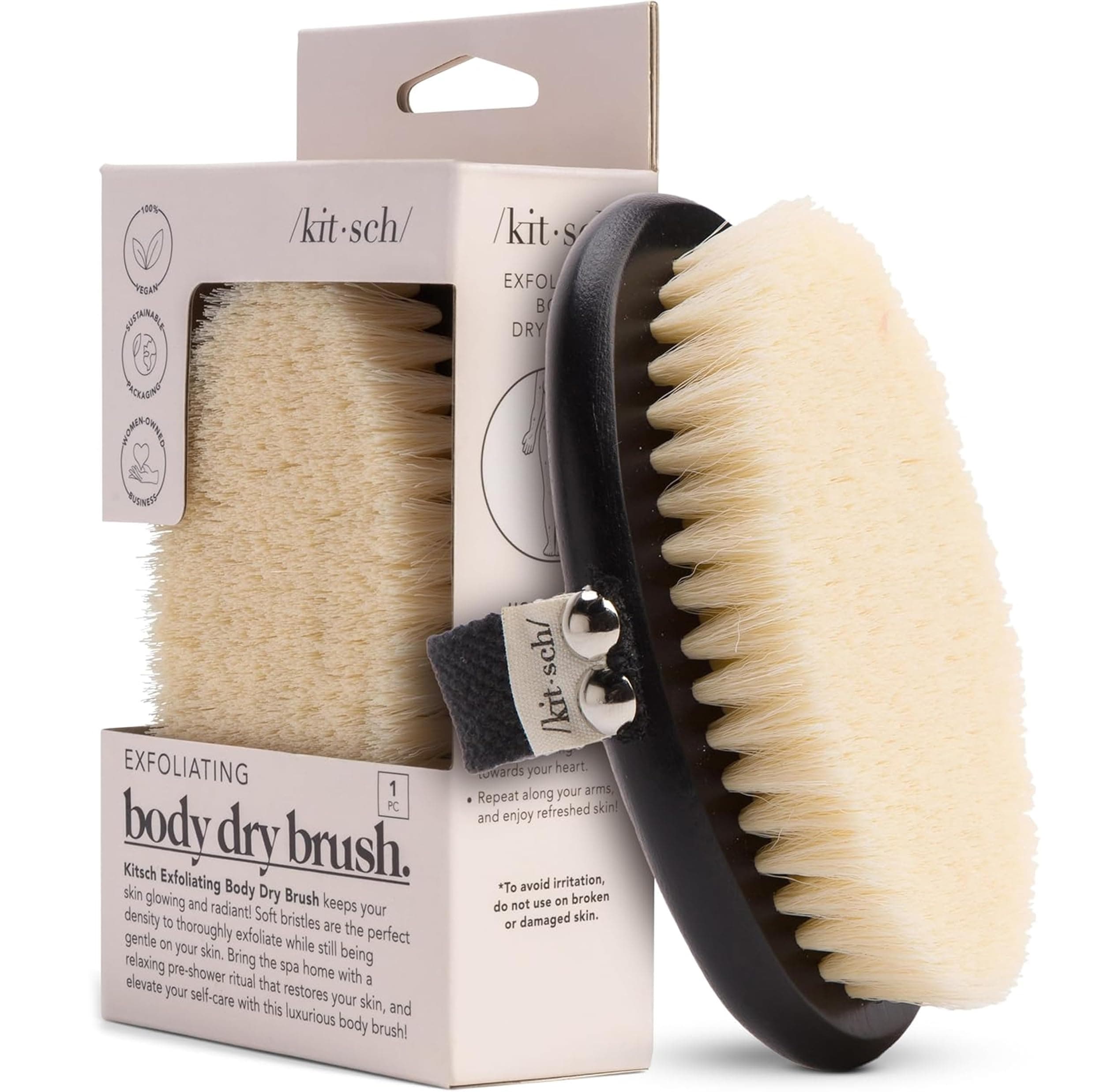Dry Brushing Body Brush for Lymphatic Drainage- Soft Bristles - Reduces Cellulites, Removes Dry Skin and Improves Blood Circulation, Body Exfoliator Scrubber for Glowing Skin, Sauna Accessories