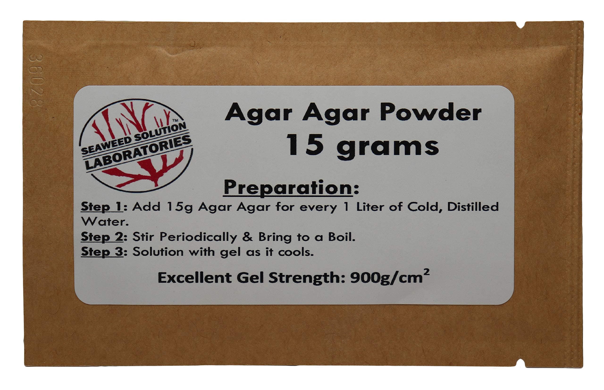 Agar Agar Powder - 15 grammes, Excellent Gel Strength 900g/cm2