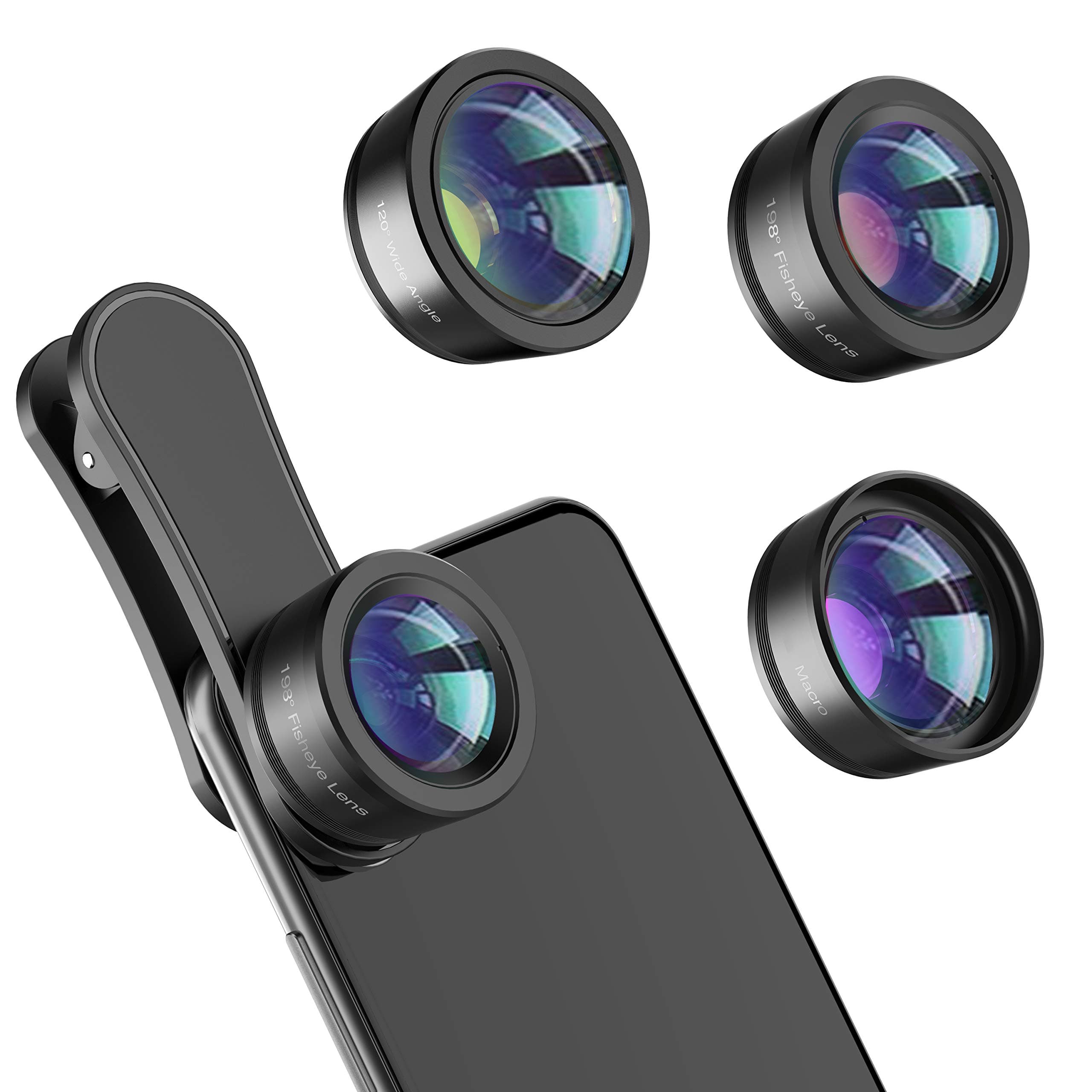 Phone Camera Lens,Upgraded 3 in 1 Phone Lens kit-198° Fisheye Lens + Macro Lens + 120° Wide Angle Lens,Clip on Cell Phone Lens Kits Compatible with iPhone,iPad,Most Android Phones and Smartphones