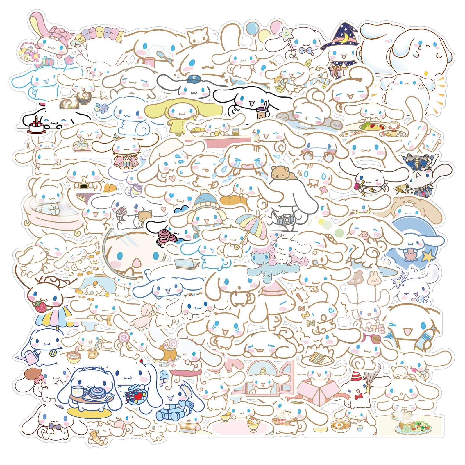 ROFOLO 100PCS Cinnamoroll Stickers, Cute Dog Stickers, Vinyl Waterproof Stickers for Kids Teens Girls Adults Phone Water Bottles Skateboard Guitar, Matte
