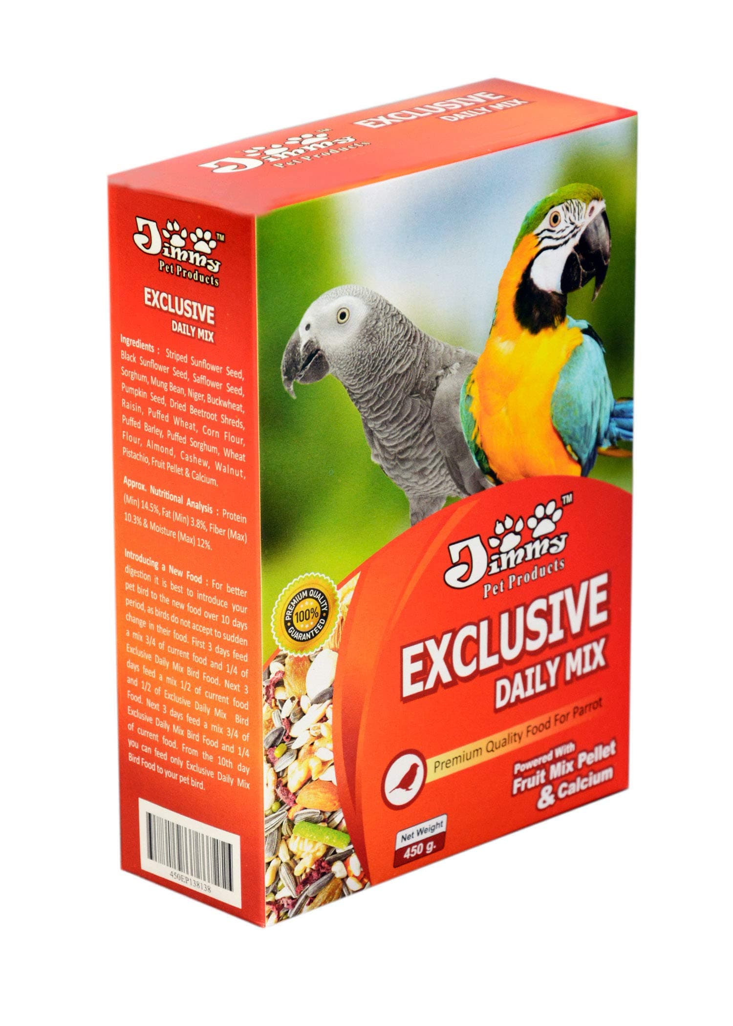 Jimmy Exclusive Daily Mix Food for Parrot (400gm)