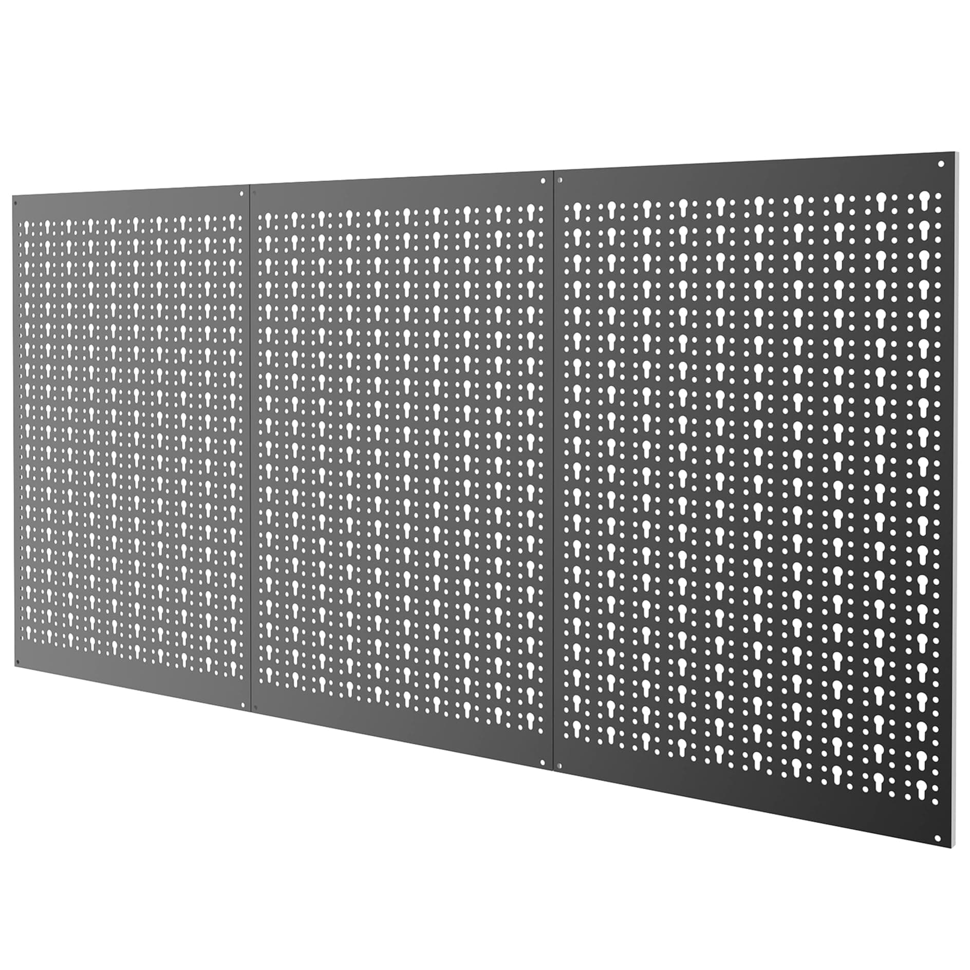 3 PCS Metal Pegboard Panels for Garage Wall Utility Tools Storage Pegboard for Workbench, Modular Peg Board Tool Organizer Board Kit(Pack of 3, Black)